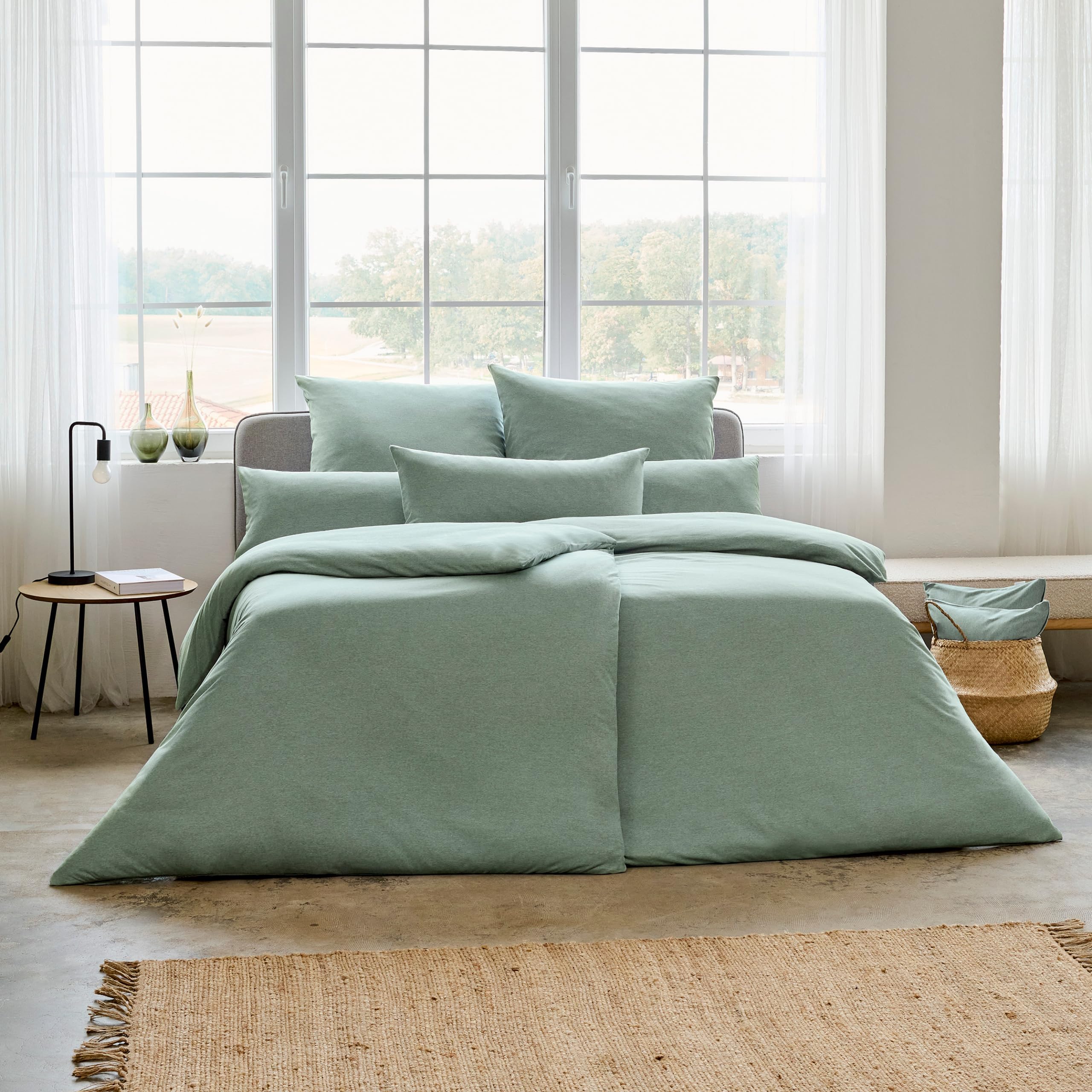 ESTELLA Jersey Bettwäsche Set, 155x220 cm + 80x80 cm, Mint