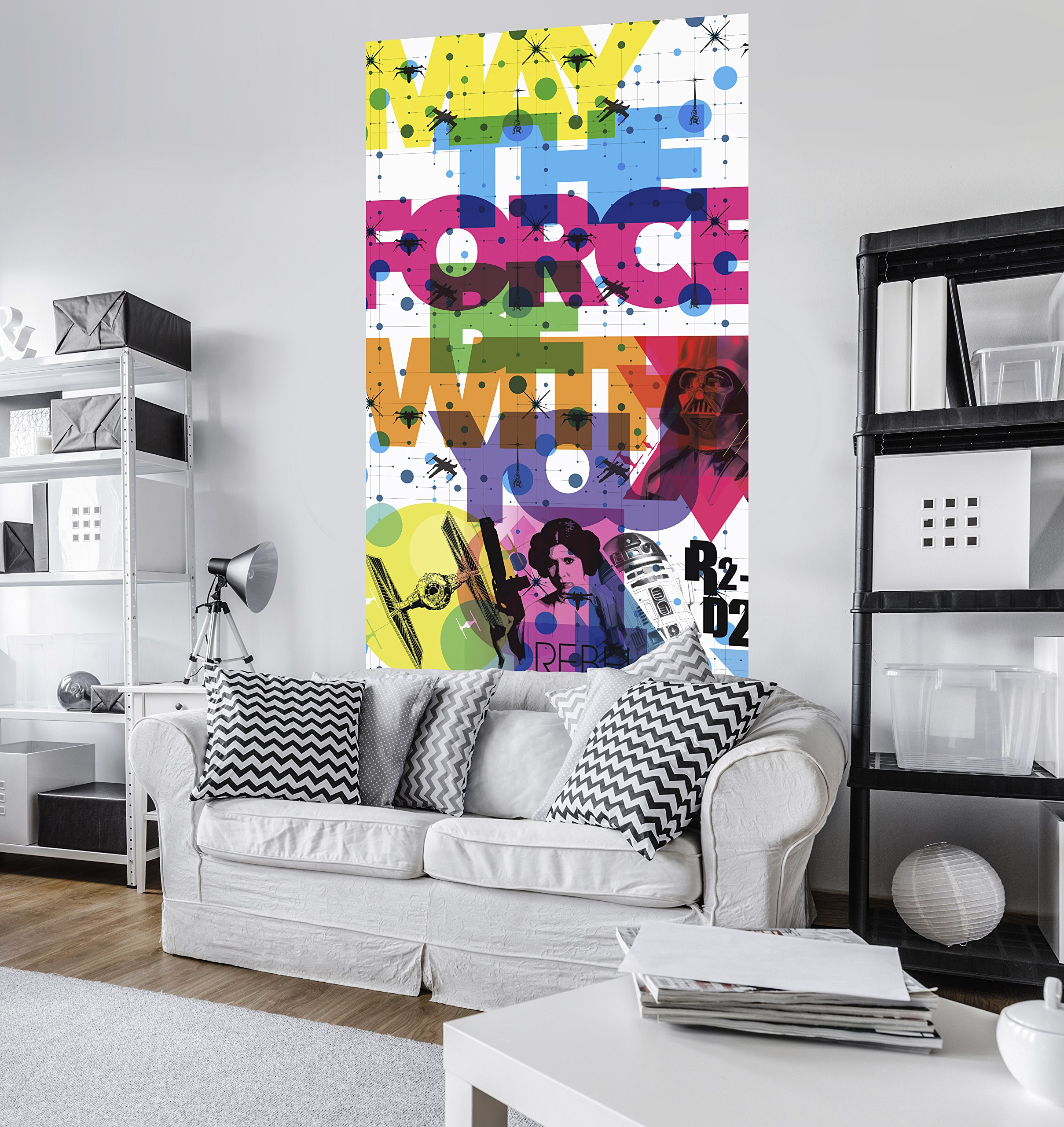 Komar VD 029 Fleece Panel Star Wars Pop Neon Geometric Trics Leia 1 Strip, and Paste, 120 x 200 cm, Colourful, 200L x 120W cm