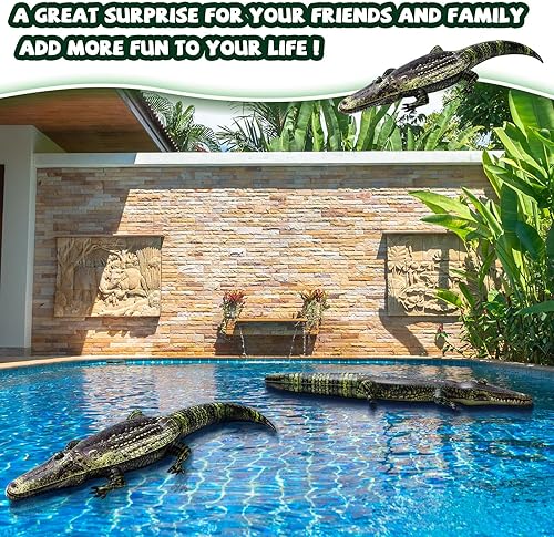 Miniatura 5 de Liliful 2 unidades de 49 pulgadas inflables de cocodrilo flotador para piscina, cocodrilo inflable largo para adultos, pantano, safari, fiesta de