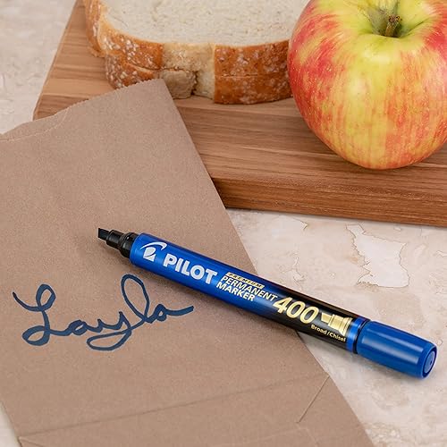 Miniatura 4 de PILOT Premium 400 marcadores permanentes, punta de cincel de punta ancha, tinta azul, caja de 12 unidades (SA4-BLU)