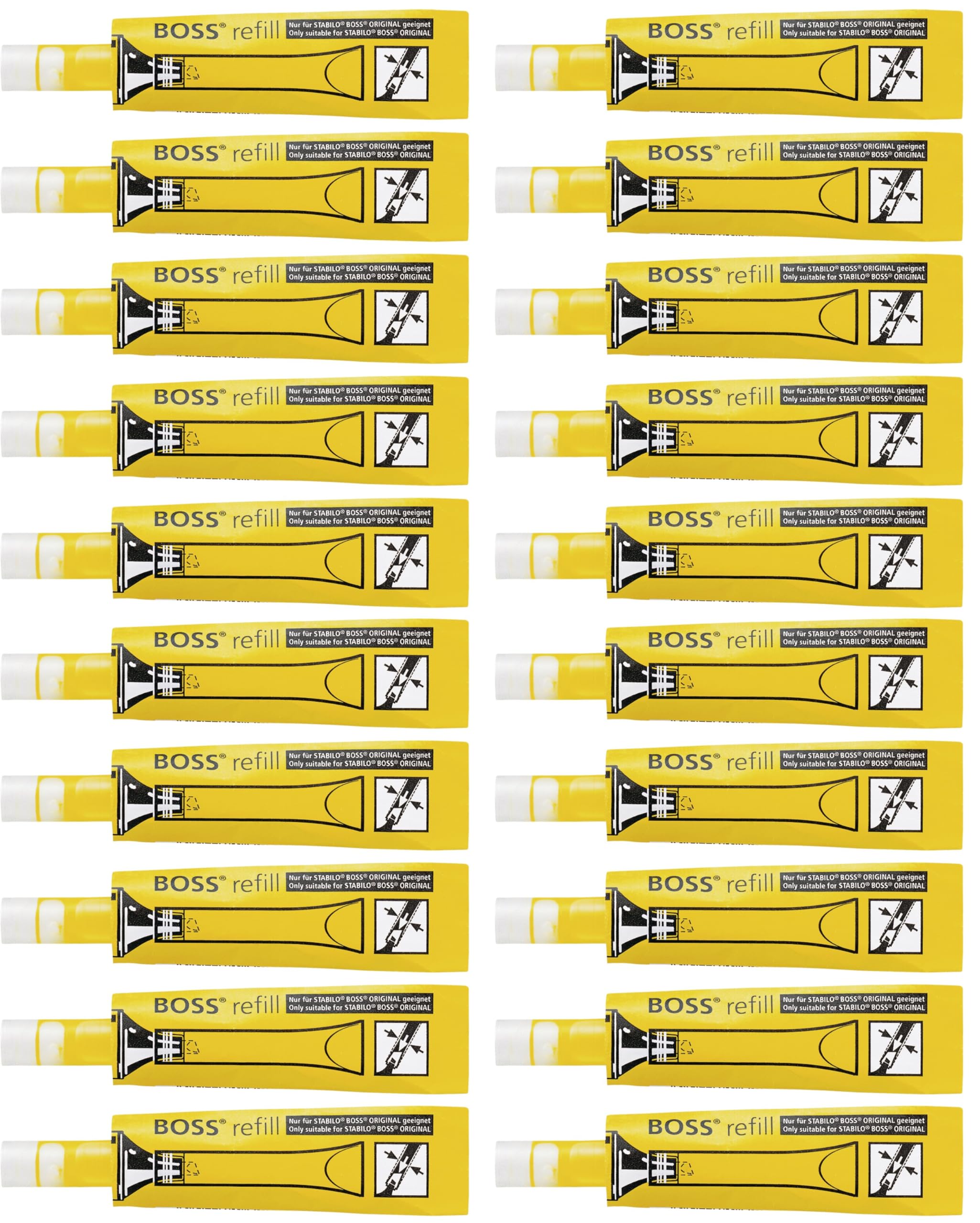STABILO BOSS ORIGINAL - Highlighter Refill - Pack of 20 - Yellow