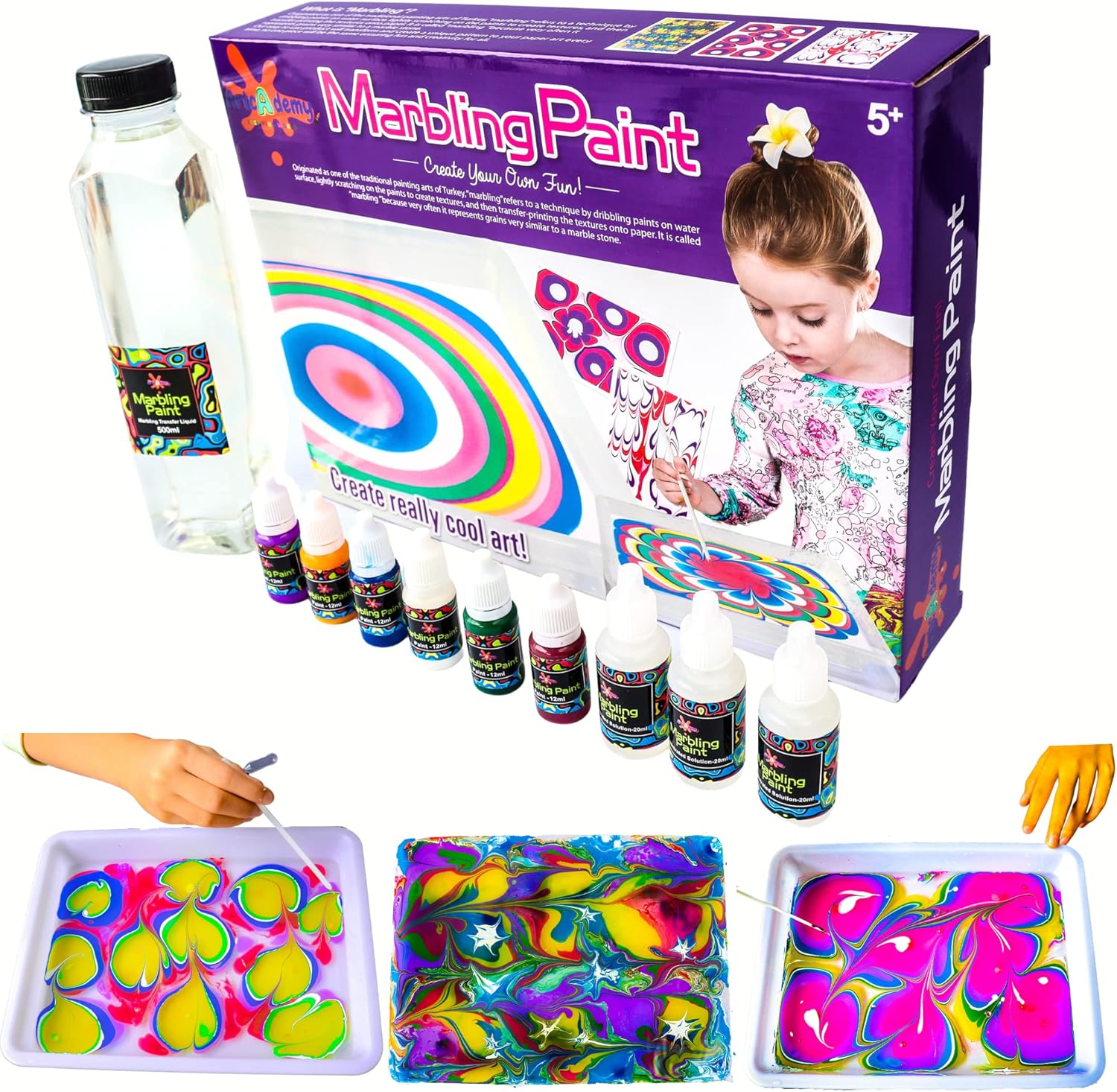 ArtcAdemy Marbling Paint Kit Kids, Water Marbling Paint, STEM Art