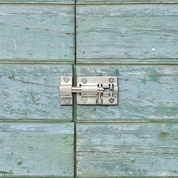 Lpraer 2 Inch Door Lock Bolt, 2 Pack Slide Latch Lock with Screws, Stainless Steel Barrel Bolt Lock Gate Lock for Bathroom Toilet Shed Door Garage Cabinet Fence, Silver