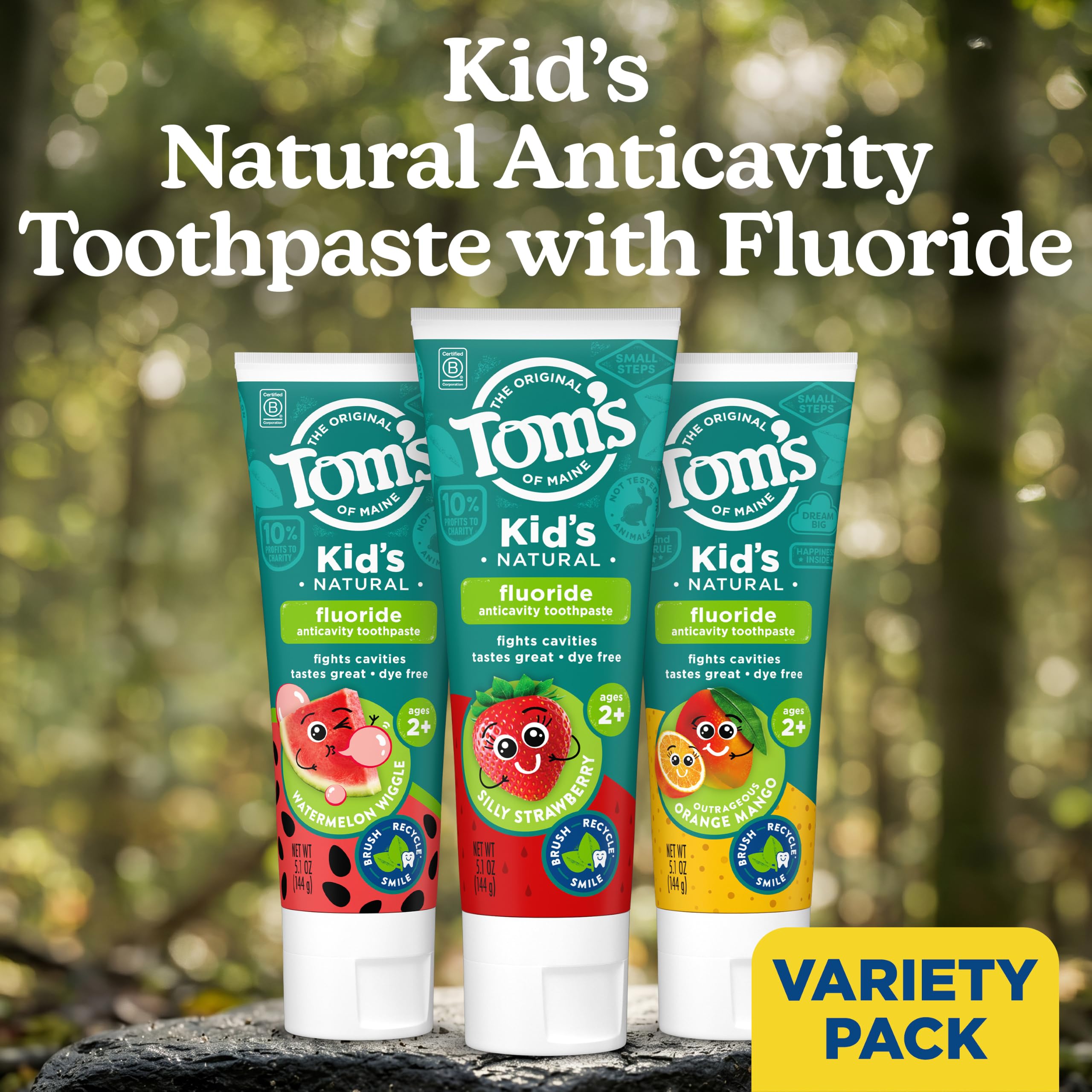 Tom’s of Maine Fruity Natural Kids Fluoride Toothpaste Variety Pack, 5.1 oz view 2