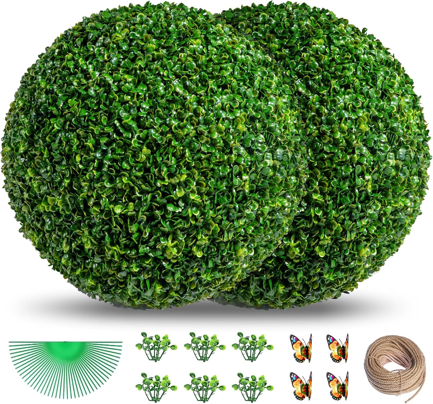 POZOY 2PCS 18.9 Inch Artificial Plant Topiary Ball, UV Resistant AntiFading Faux