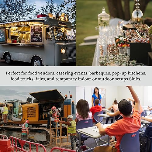 Miniatura 8 de Fregadero de concesión con 3 compartimentos grandes, soporte para camión de comida y remolque