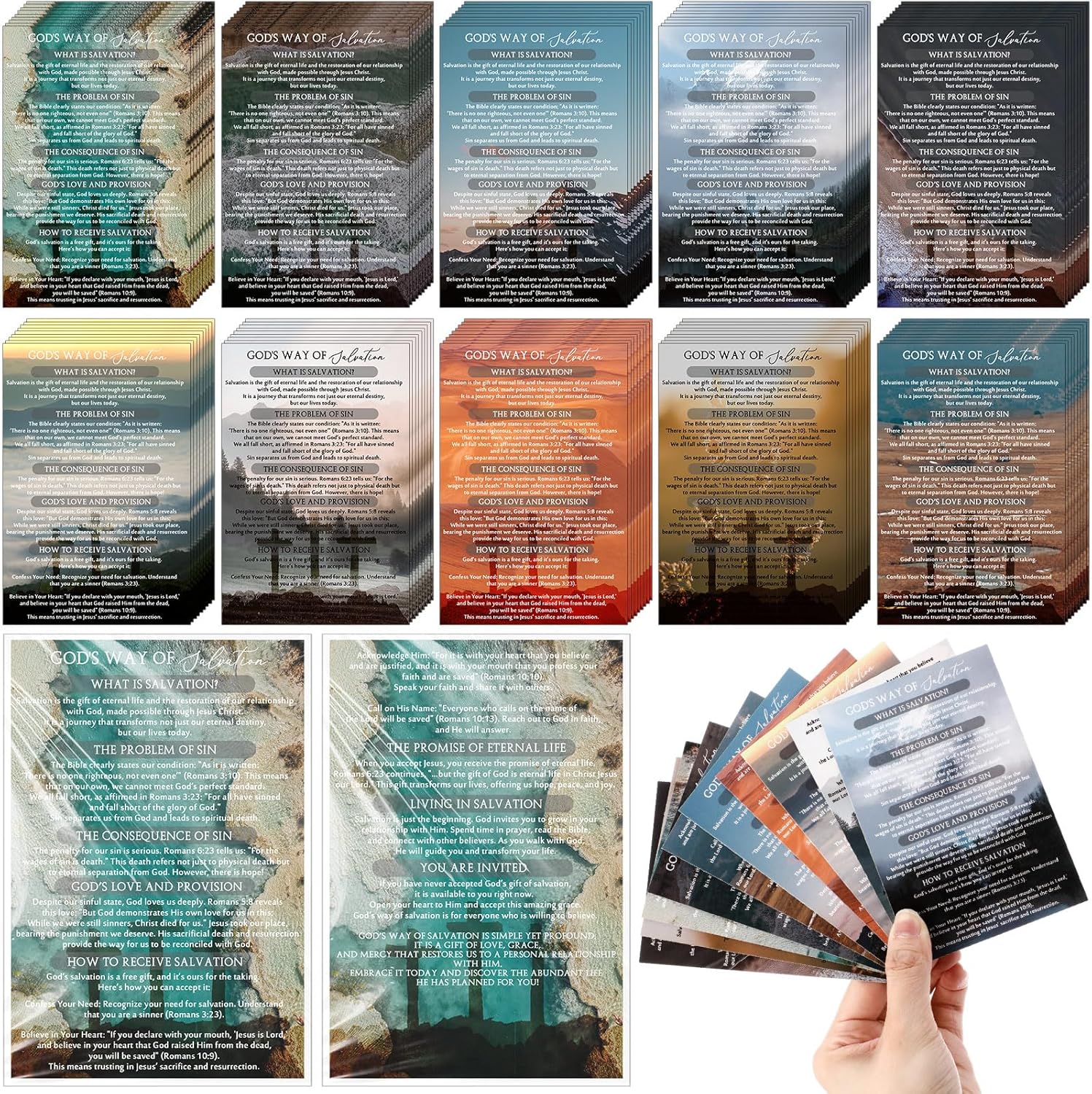 200 Pcs Gospel Tract Cards Bulk Bible Plan of Salvation Cards Pocket Holy Postcards 4.7 x 3 Inch Christian Mother's Day Bible Verse Inspirational Church Religious Bookmarks for Men Women Church Supply