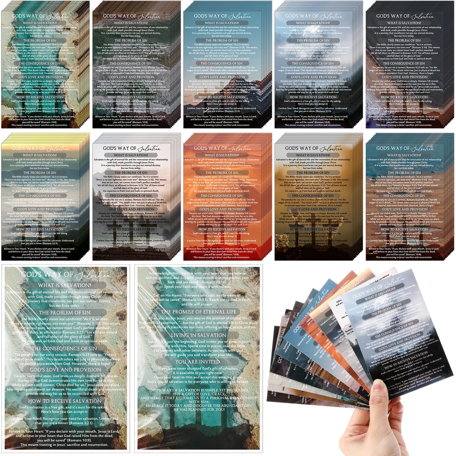 200 Pcs Gospel Tract Cards Bulk Bible Plan of Salvation Cards Pocket Holy Postcards 4.7 x 3 Inch Christian Bible Verses Inspirational Church Religious