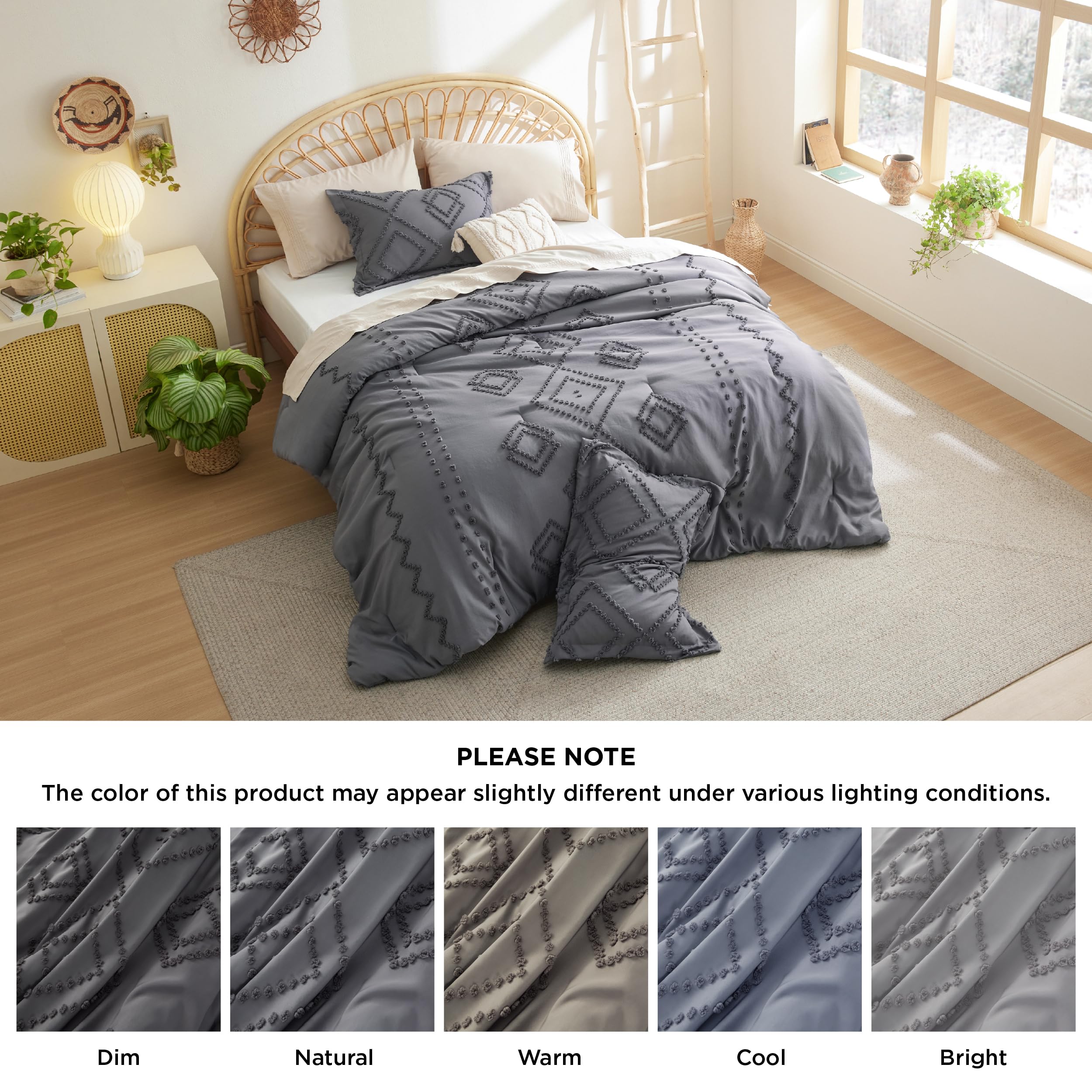 Bedsure King Comforter Set - White Comforter, Boho Tufted Shabby Chic Bedding for Kids, 3 Pieces Vintage Farmhouse Bed Set for All Seasons, Fluffy Soft Bedding with 2 Pillow Shams