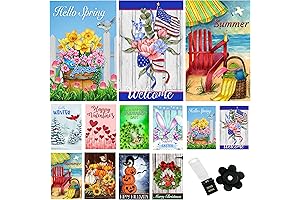 10-Piece Seasonal Garden Flag Set with Wind-Defying Stoppers and Clips