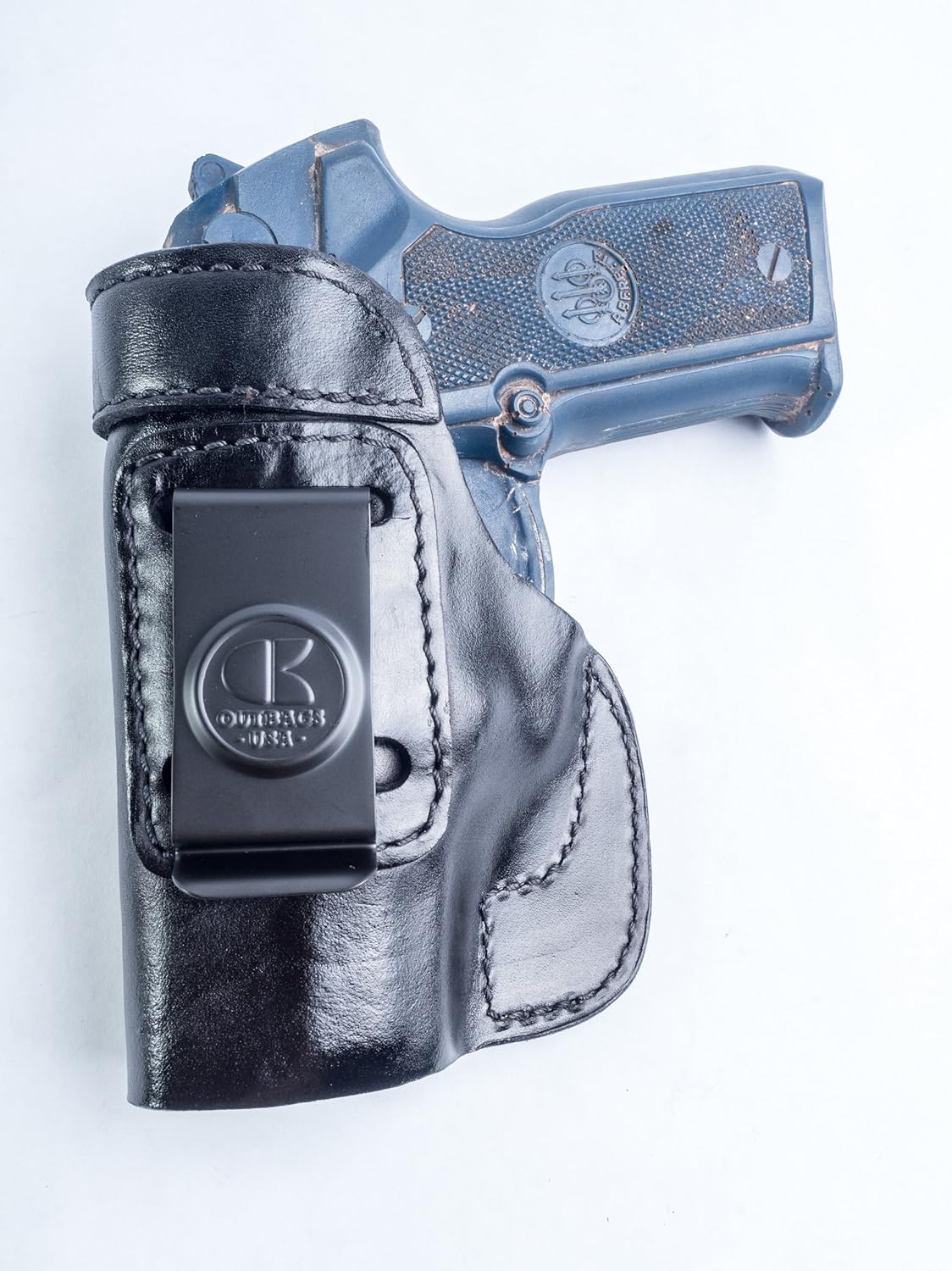 OUTBAGS USA LS2COUG (Black-Left) Full Grain Heavy Leather IWB Conceal Carry Gun Holster for Beretta Cougar 8000, 8040, 8045,8357. Handcrafted in USA.