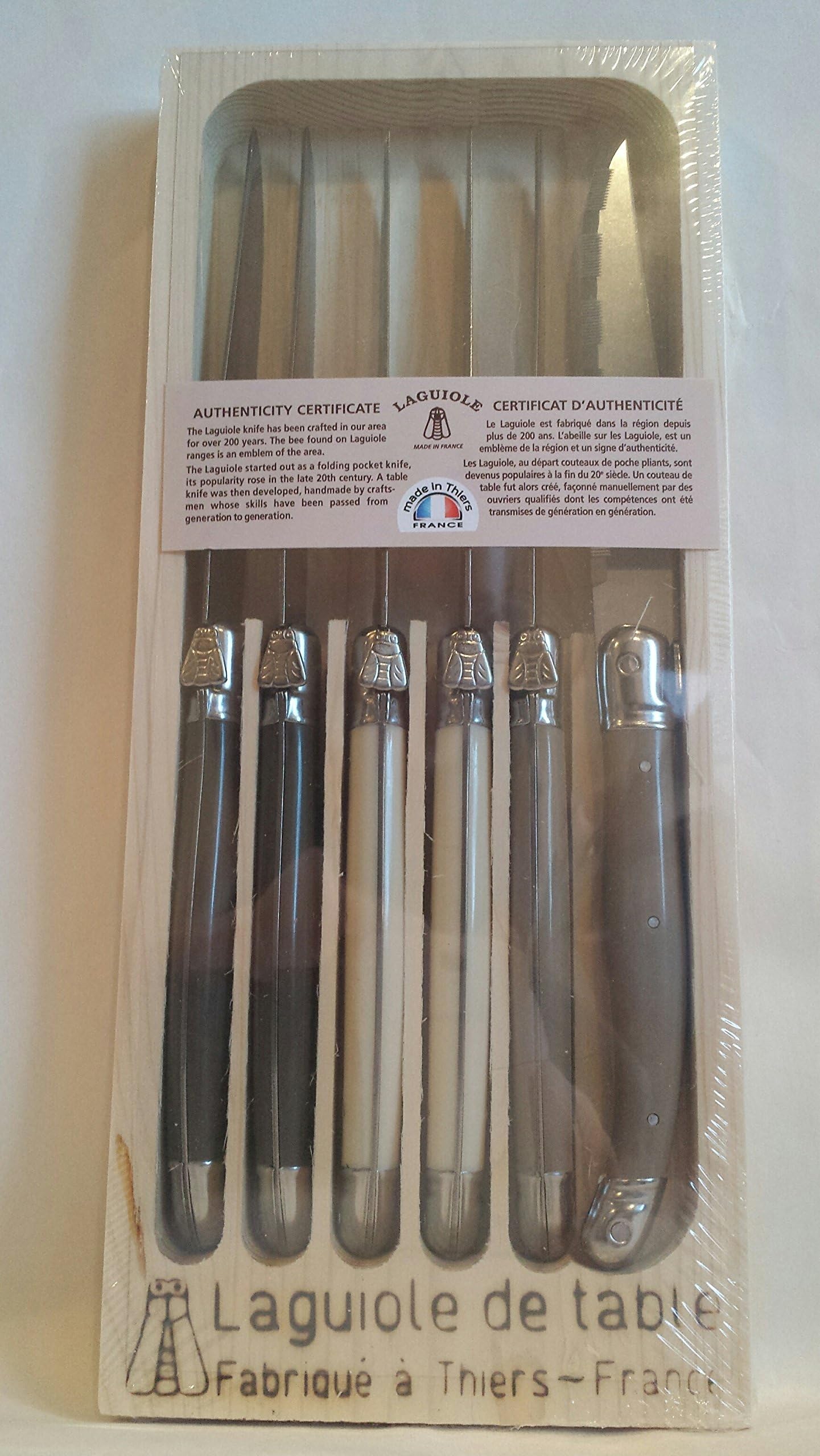 Jean Dubost Laguiole De Table Steak Knives Neutral Set (Chocolate, Cream, Taupe)