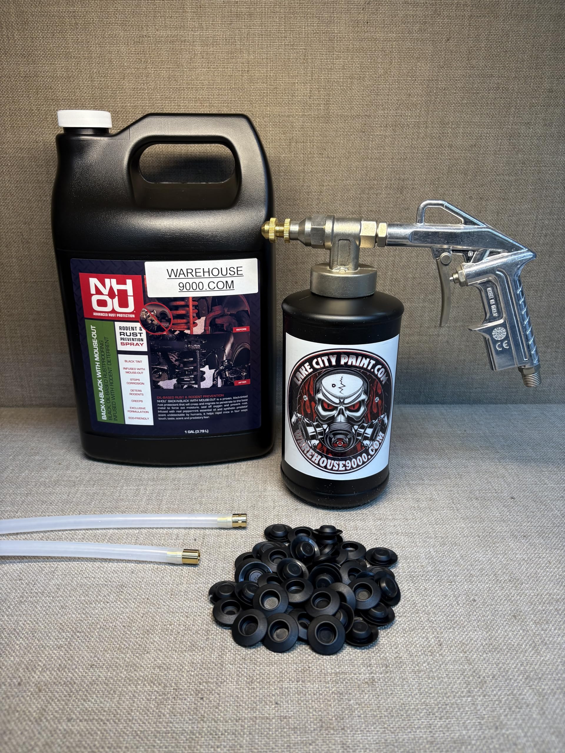 Gal NH Oil Mouse Out Undercoating, Pro Undercoating Gun, 2 Wands, 1 Quart Bottle, 50 Rust Plugs