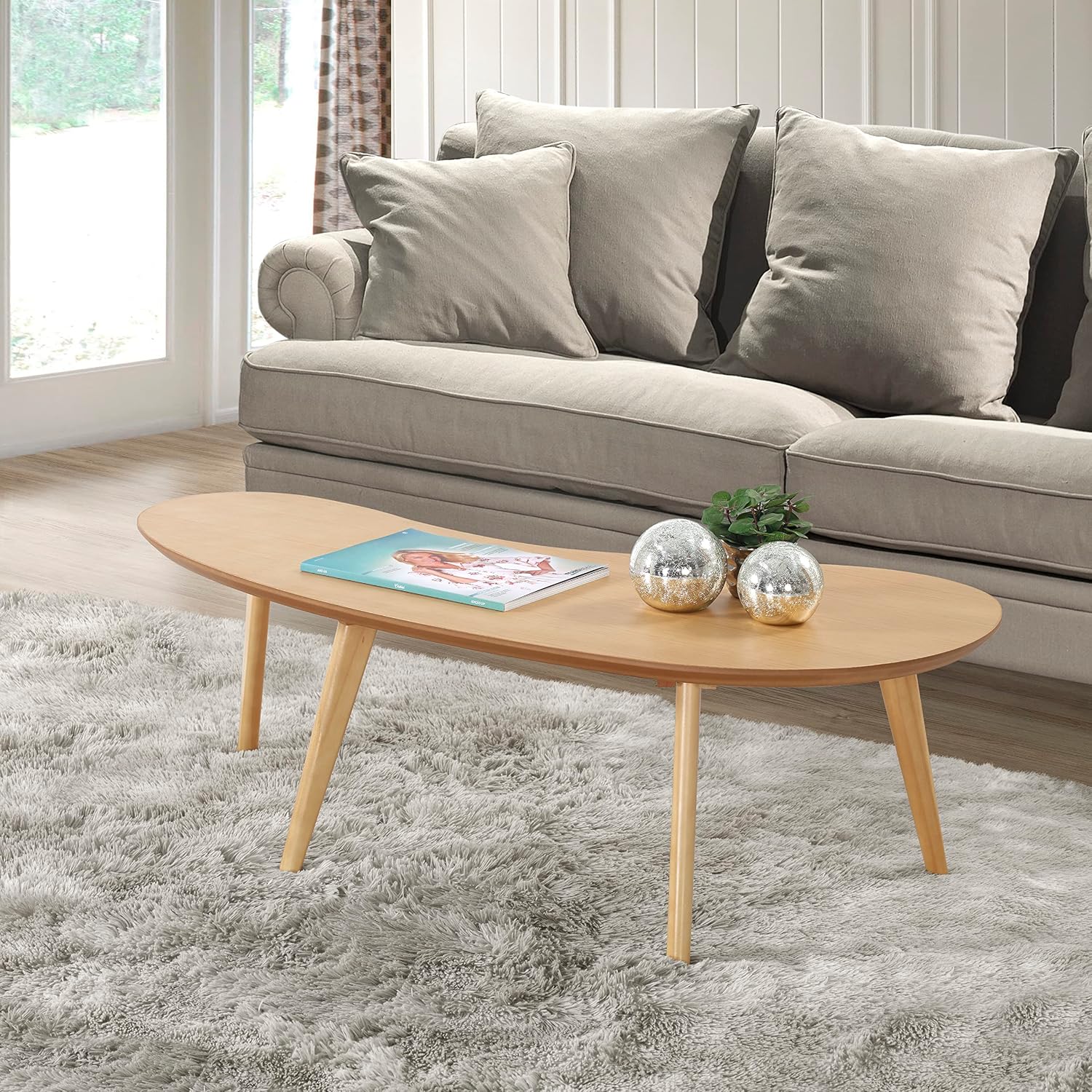 Amazon.com: Camaflexi Mid Century Modern Coffee Table, Oak : Home & Kitchen