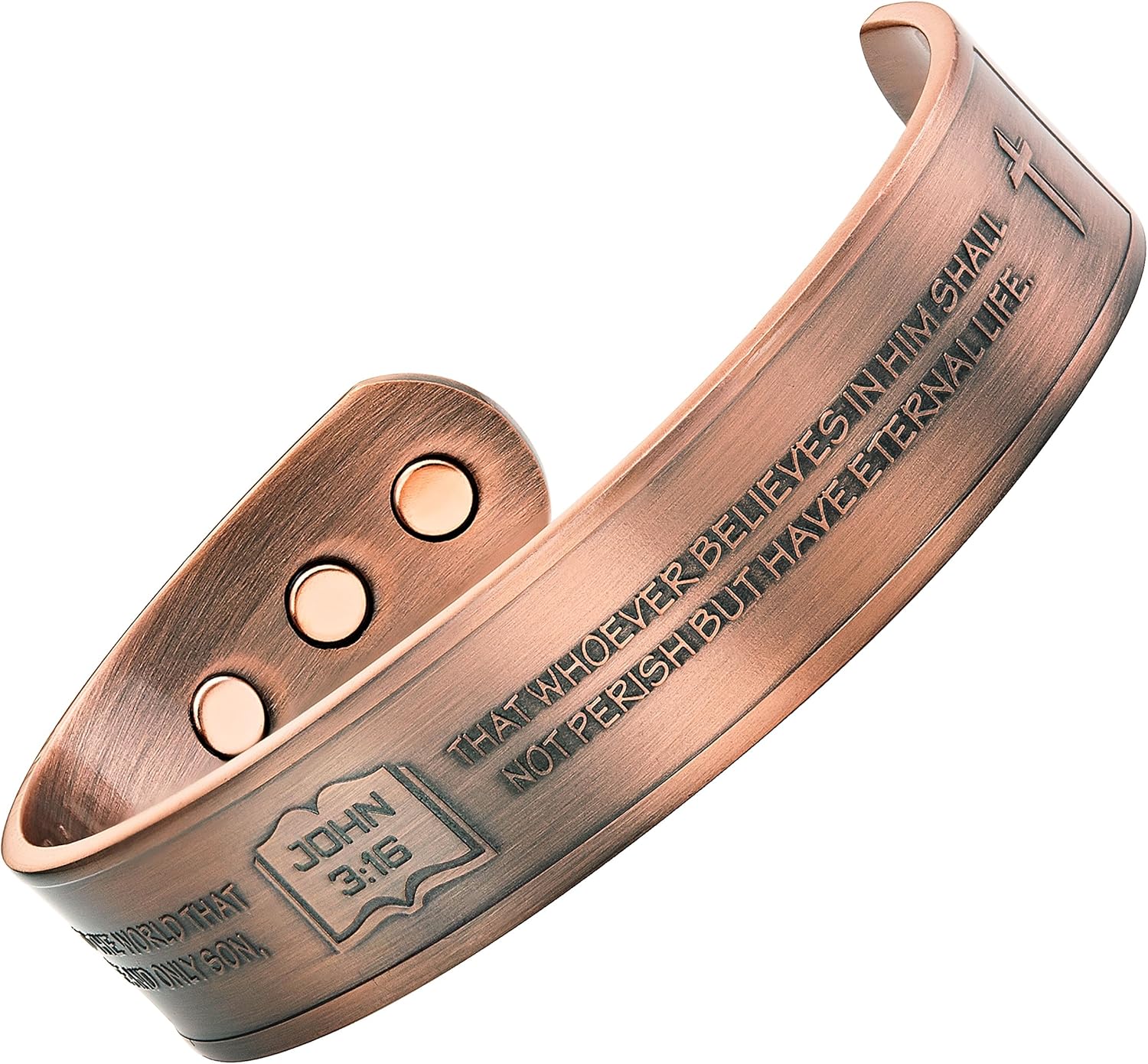 Willis Judd JESUS Men's Pure Copper Magnetic Therapy Adjustable Bracelet Bangle
