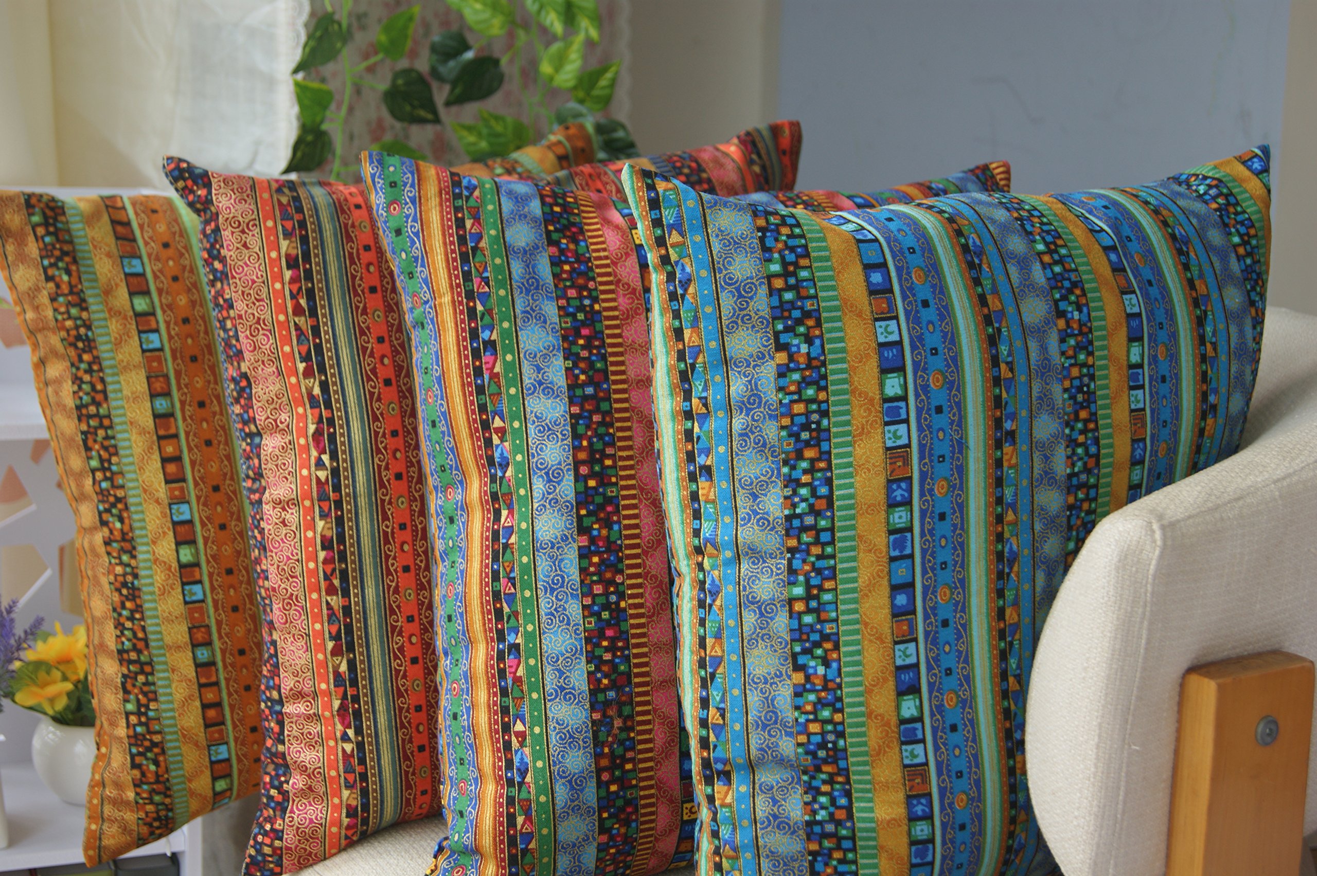 Amazon.co.jp: TAOSON クッションカバー レッド/ゴールド/グリーン