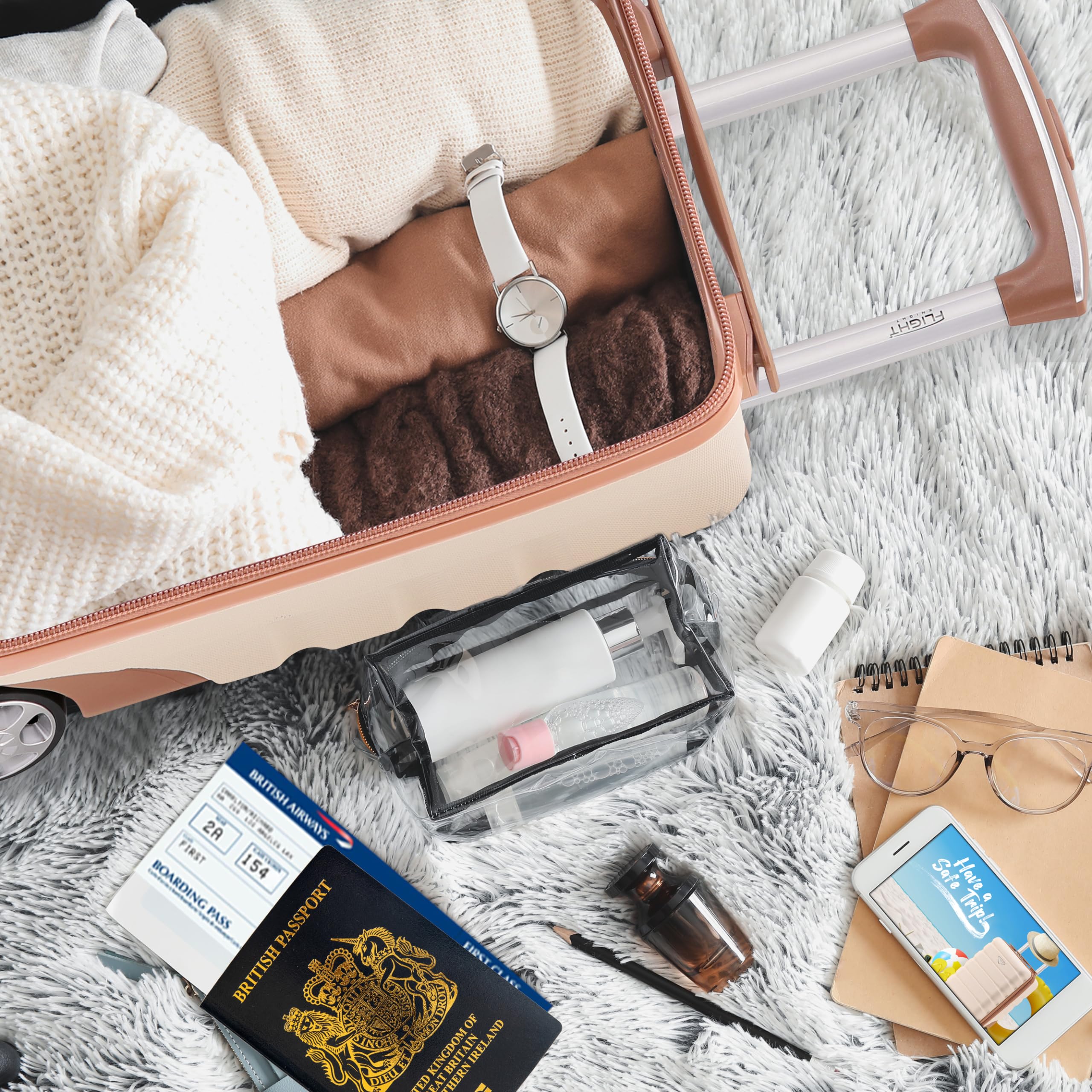 Flight Knight Valigie Rigide in ABS leggere a 2 ruote - Bagaglio a mano approvato per oltre 100 compagnie aeree come British Airways, Ryanair e easyJet, valigia da cabina 40x20x25cm