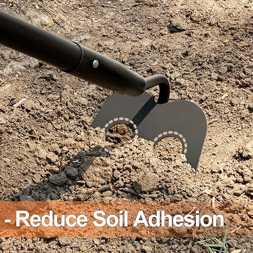 Miniatura 5 de Azada de jardín para deshierbe, herramienta de jardín de azada resistente con mango largo de fibra de vidrio, 58 pulgadas