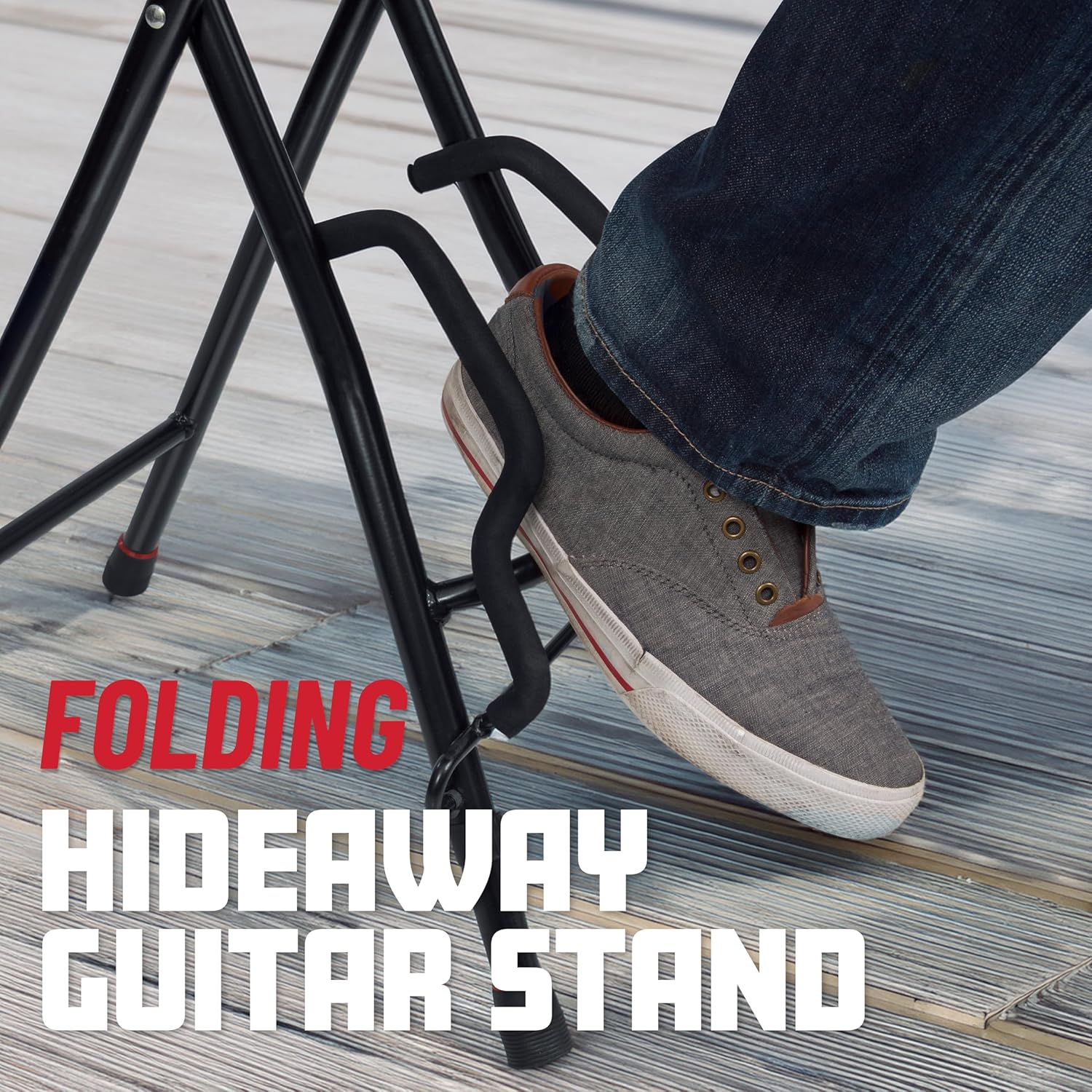 Gator Frameworks Guitar Seat with Padded Cushion, Ergonomic Backrest and Fold Out Guitar Stand, Holds both Acoustic and Electric Guitars (GFW-GTR-SEAT)