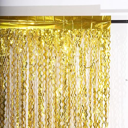 Vista 44 de Efavormart - Telón de fondo ondulado de oropel plateado metálico para fiesta, cortina de cabina de fotos con flecos de papel de aluminio rizado, 3 x