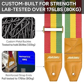 Amazon | [Amumu] レゲエギターストラップジャマイカラスタ