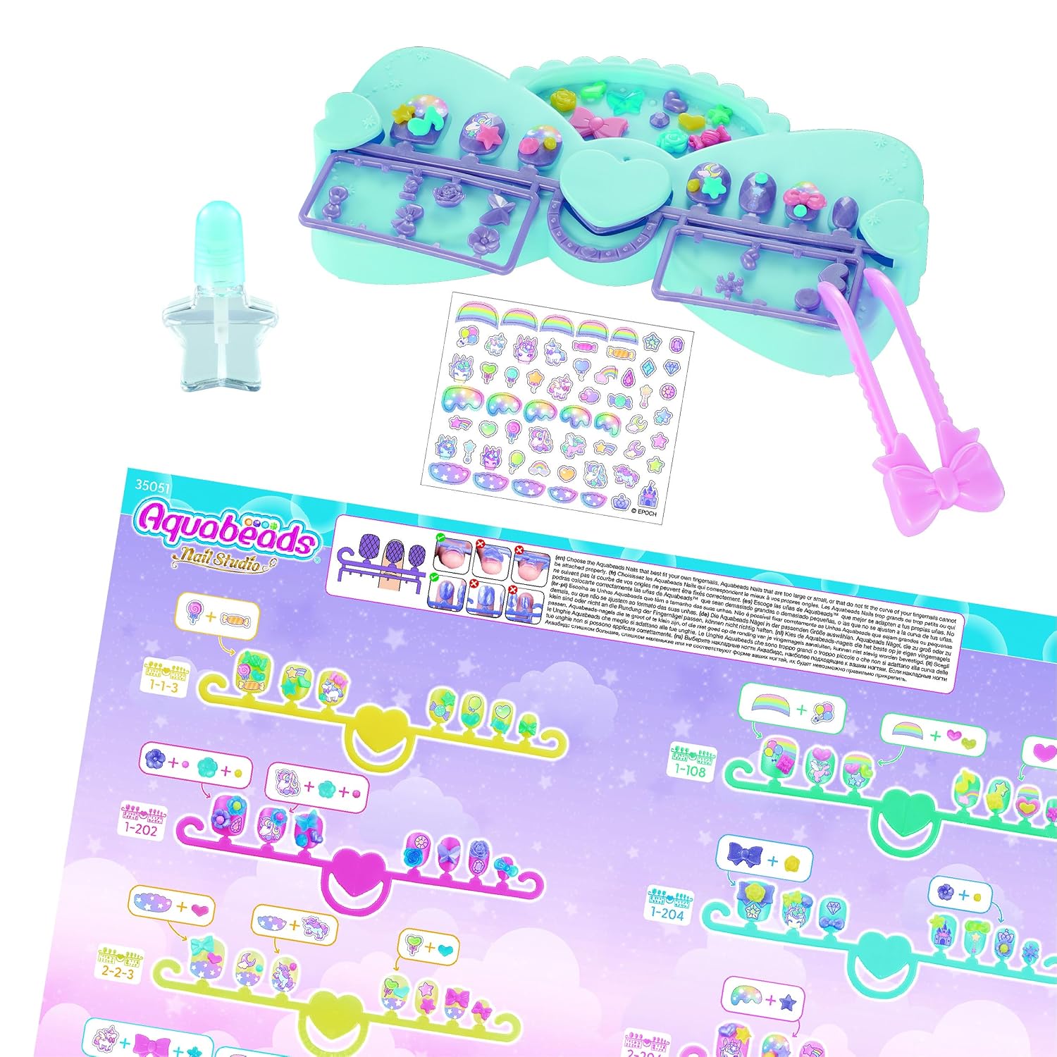 Aquabeads Unicorn Designer Nail Kit - Includes 40+ Unicorn Themed Nail Designs, Ages 4+