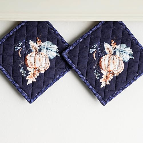 Miniatura 9 de Maison d' Hermine Juego de soportes para ollas 100% algodón, resistentes al calor, almohadillas calientes de 8 x 8 pulgadas con bucle para barbacoa,