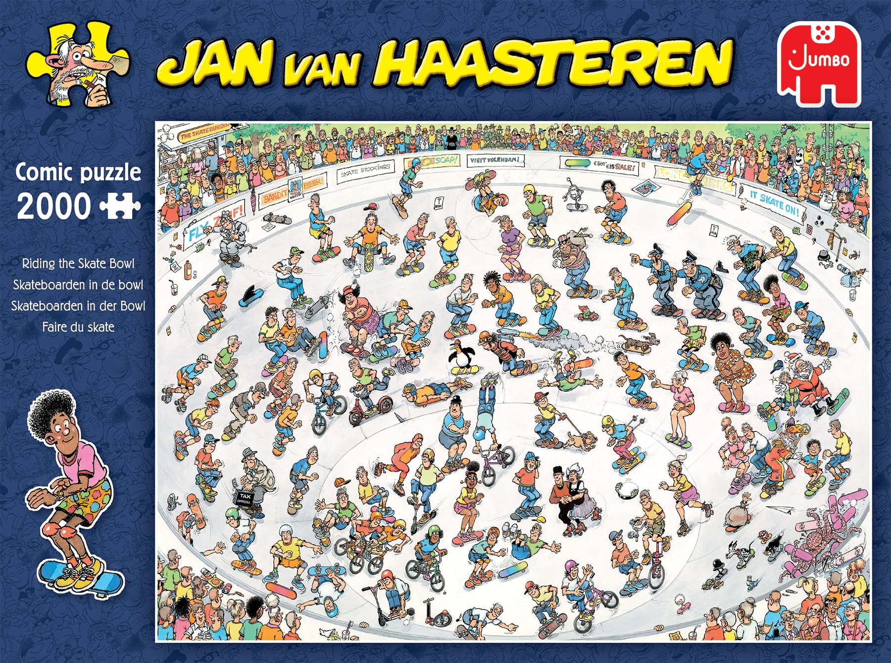 Jan Van Haasteren - Skate - Jazda na łyżwach - Puzzle dla dorosłych - Humorystyczne - 100% karton z recyklingu - 2000 elementów - Jumbo