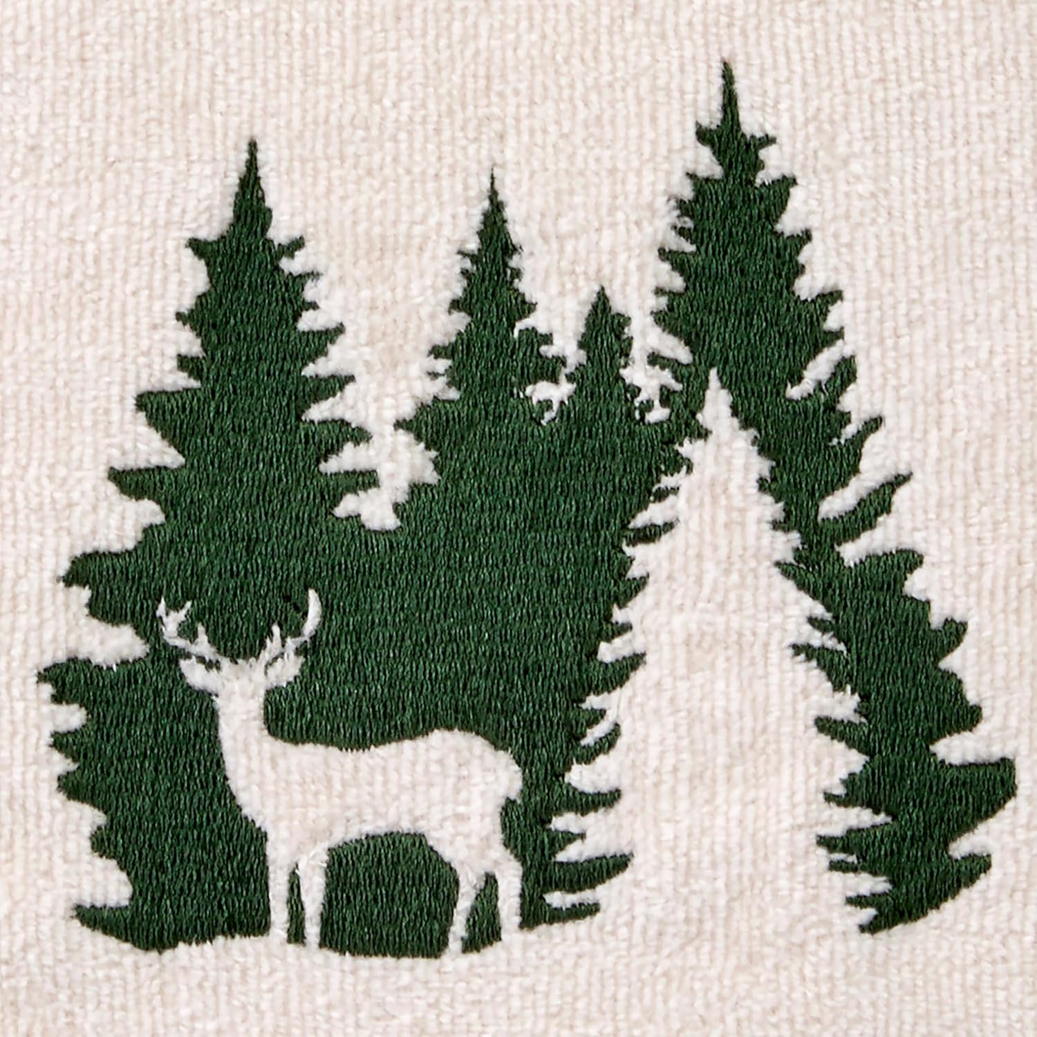 SKL Home Christmas/Winter Deer Spruce 100% Cotton Embroidered 2pc Hand Towel Set, Decorative for Bath/Kitchen/Bar, Natural - Image 5