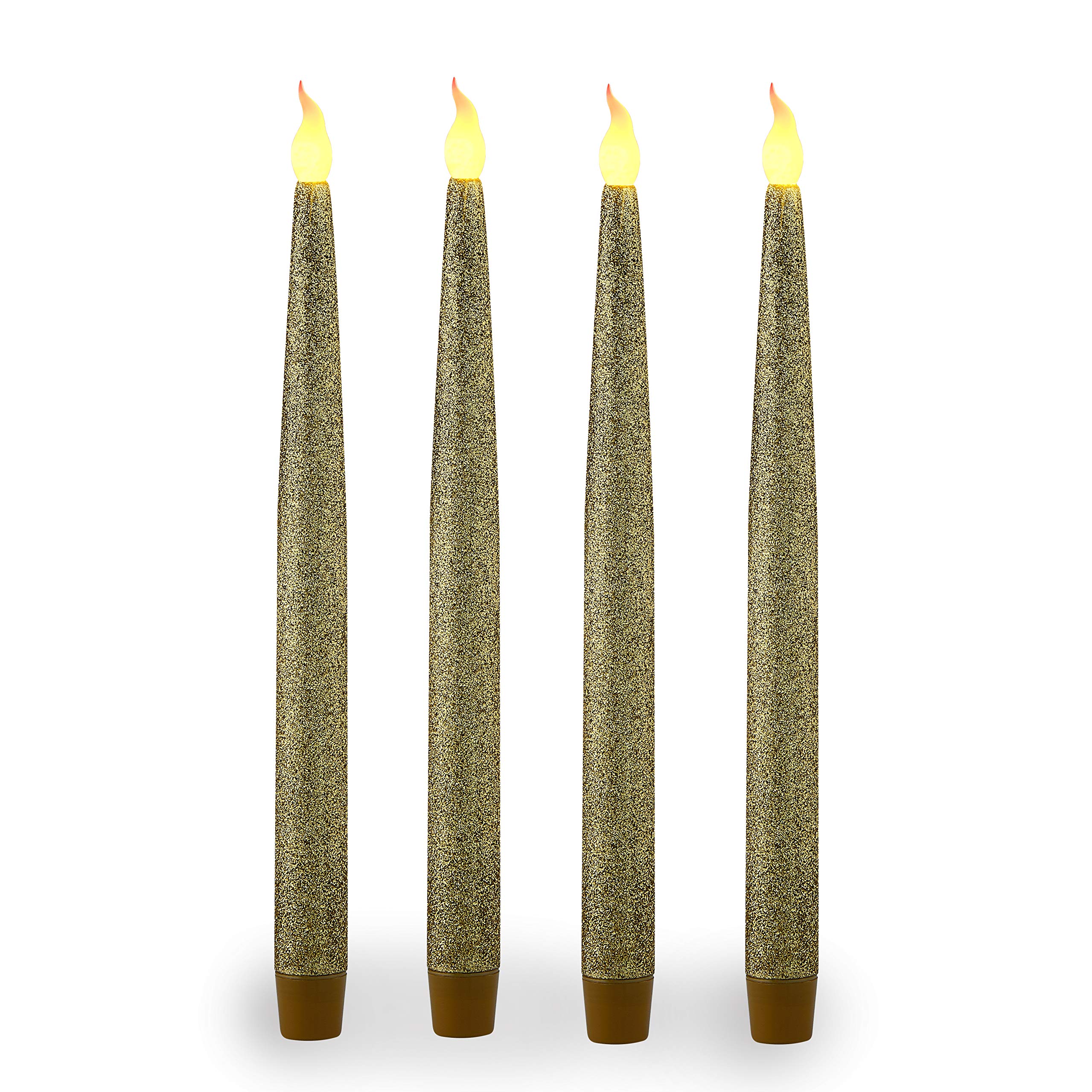 FURORA LIGHTING Christmas Decor Gold LED Taper Candles, Battery