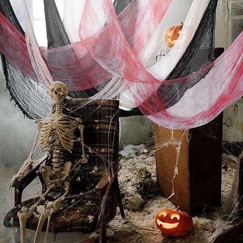 Miniatura 4 de Paquete de 8 telas espeluznantes de Halloween, 72 x 30 pulgadas, tela espeluznante espeluznante, tela espeluznante de tela de araña elástica para