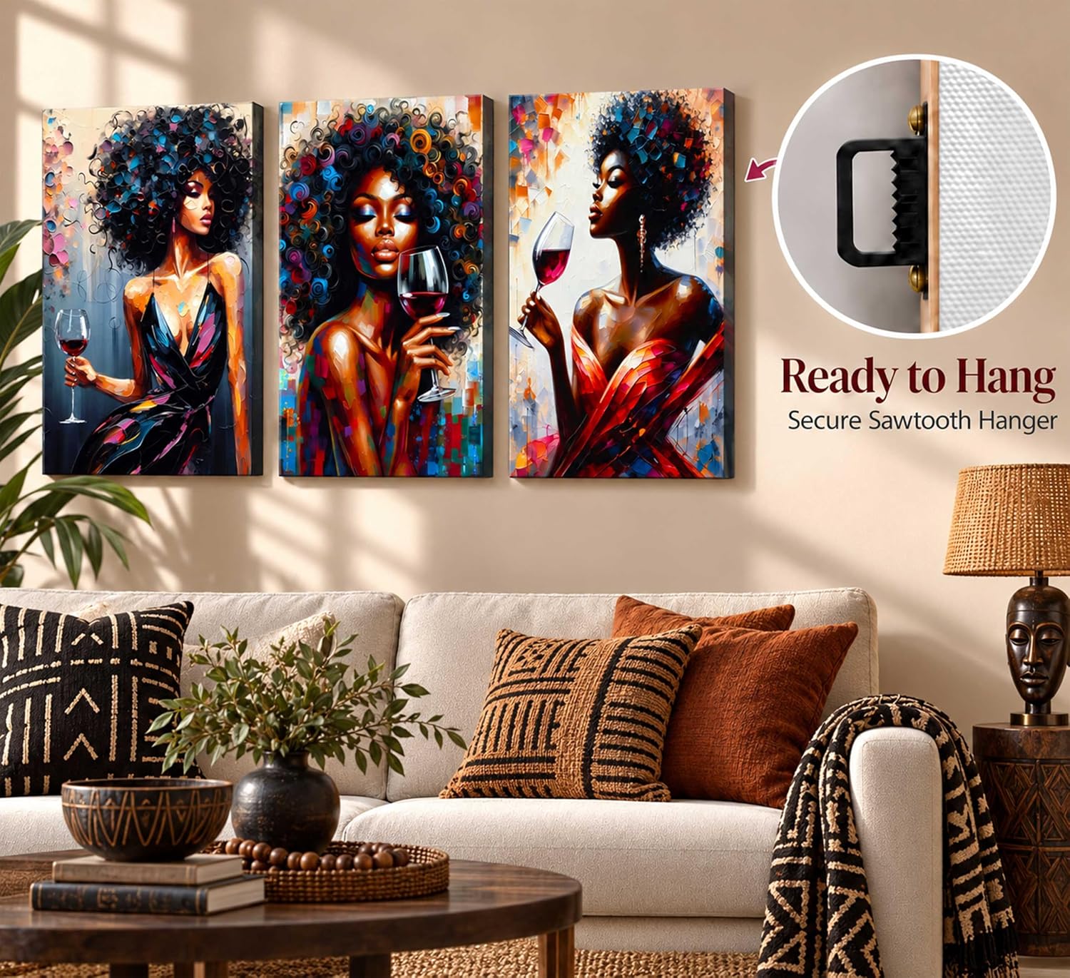 hijyord 3Pcs African American Women Canvas Wall Art image 4