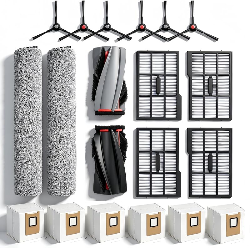 Replacement Parts For Eufy Omni E25/E28 Robot Vacuum Cleaner Accessories | Includes:2 Mop Roller Brush,1 Set Main Brush,6-Side Brush,4-Filter,6-Disposal Dust Bags