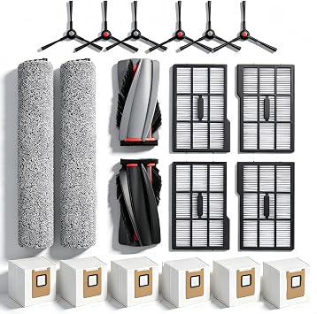 Replacement Parts For Eufy Omni E25/E28 Robot Vacuum Cleaner Accessories | Includes2 Mop Roller Brush,1 Set Main Brush,6-Side Brush,4-Filter,6-Disposal Dust Bags