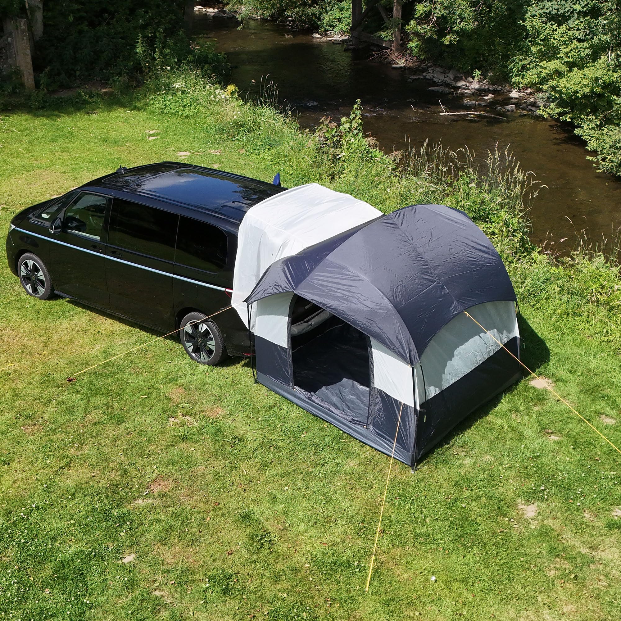 Heckzelt Auto 240 x 240 x 205 cm, Heckzelt SUV, Autozelt und Auto Heck Vorzelt für Van, Bus, PKW und Camping, freistehend, mit Moskitonetz, Anthrazit Grau
