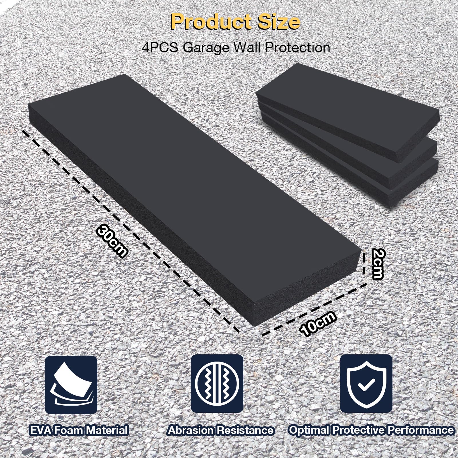 AiQInu Paracolpi Portiere Auto 30cm x 10cm x 2cm, 4 Pezzi Protezione Portiera Auto, Gommapiuma Adesiva per Paraspigoli Muro per Garage, Parcheggi