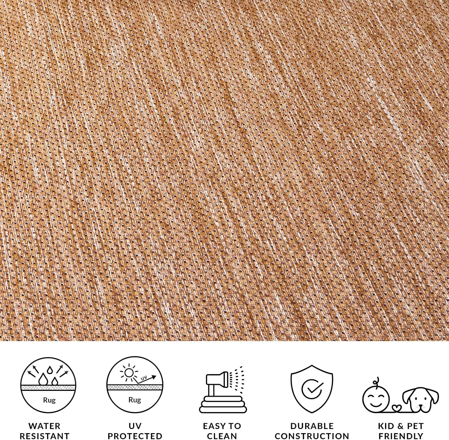 SAFAVIEH Washable Rug Outdoor Courtyard Collection - 2'3" x 5', Natural & Gold, Non-Shedding & Easy Cleaning, Ideal for Patio, Front Door, Entryway, Mudroom, Doormat (CY7987-39A5)