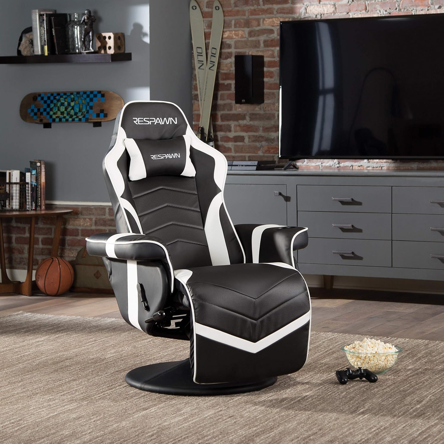 RESPAWN RSP-900 Racing Style, Reclining Gaming Chair, 35.04 - 51.18 D x 30.71 W x 37.01 - 44.88 H, Leather, Red