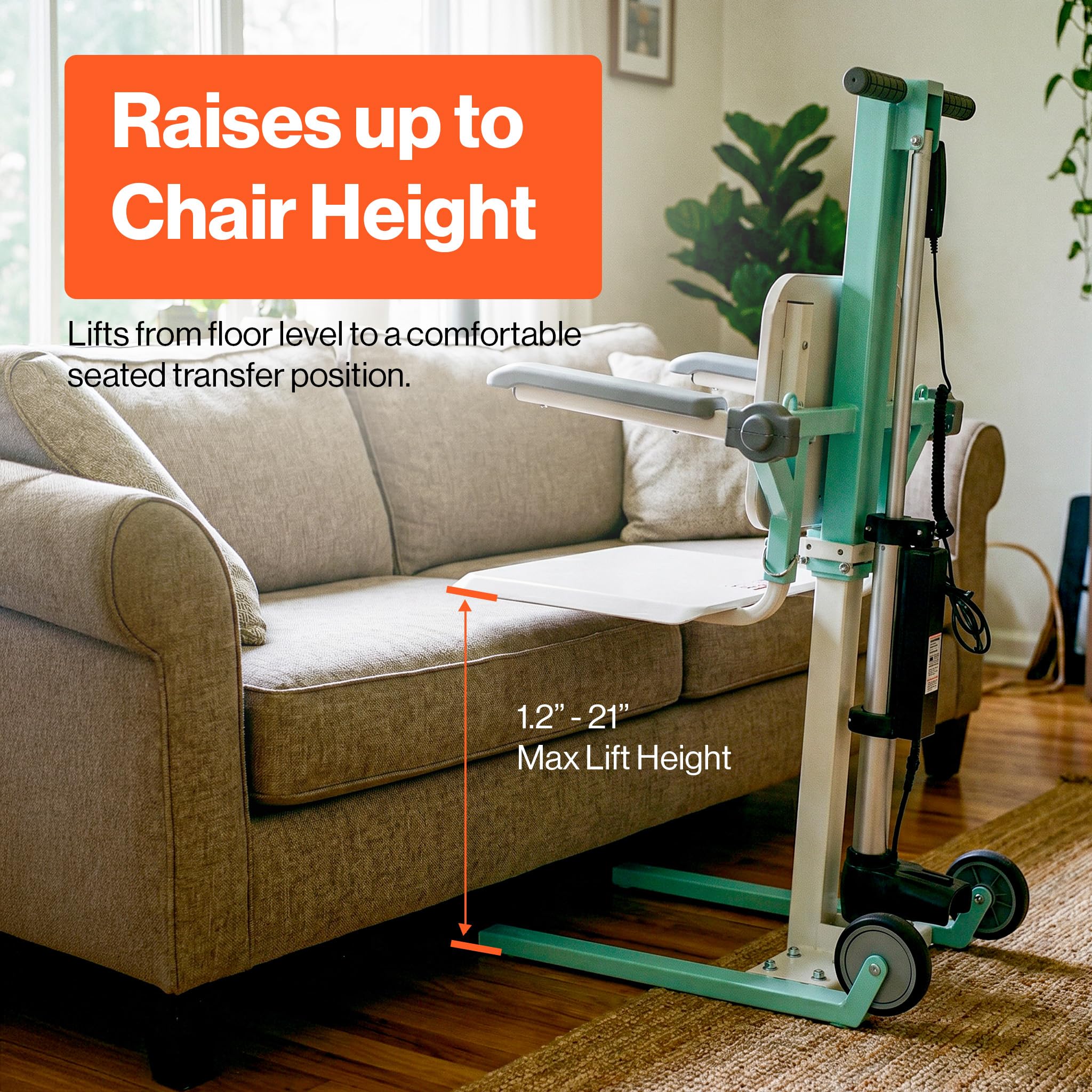 SuperHandy GoRise FC Elektrischer Boden-zu-Stuhl-Lift, 180 kg Tragkraft | Tragbar; patentiert; für Senioren und Menschen mit eingeschränkter Mobilität; Sitztransferhilfe mit Magnetfernbedienung