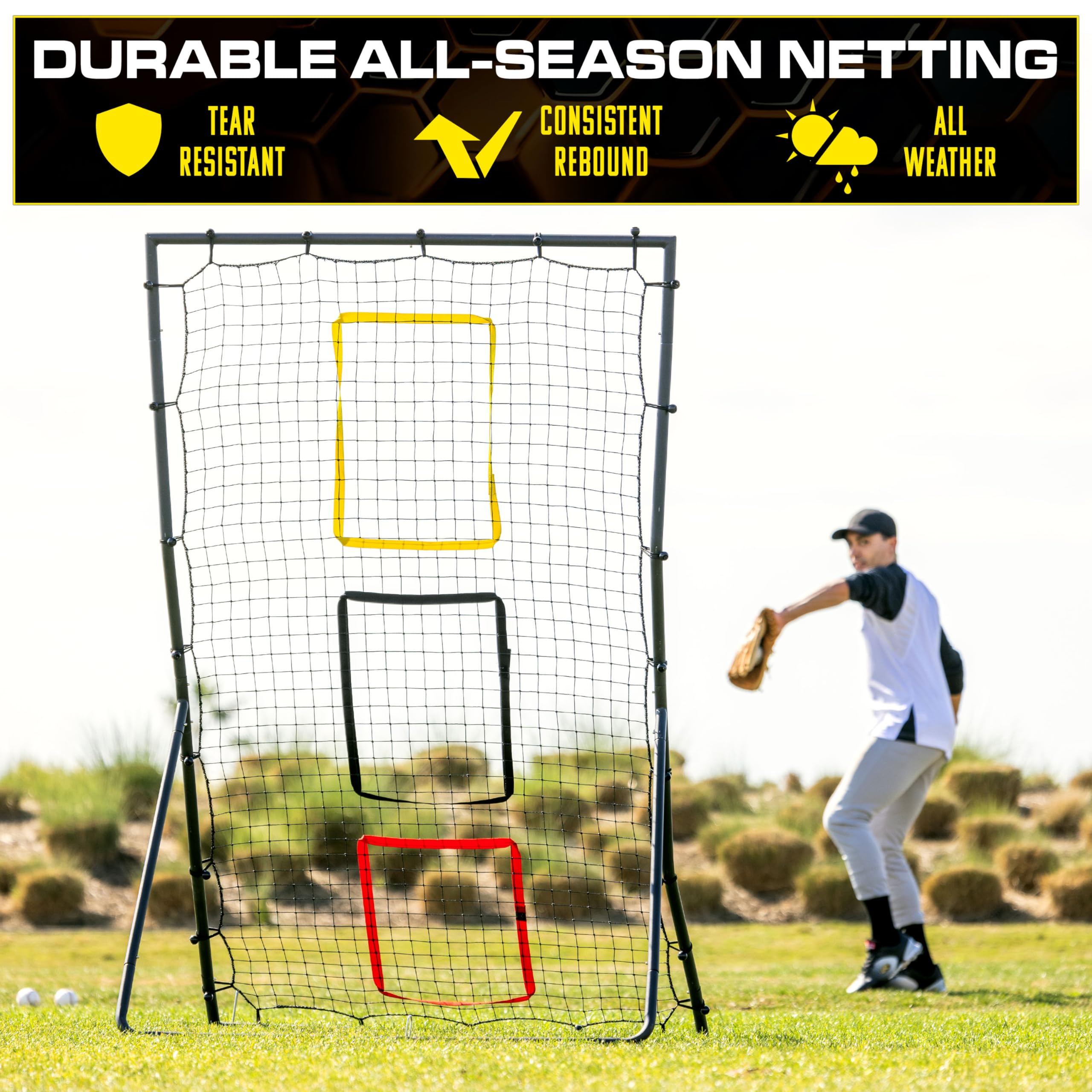 GoSports Baseball- und Softball-Rebounder, für Pitching und Fielding, 180 x 120 cm, mit 3 Zielzonen