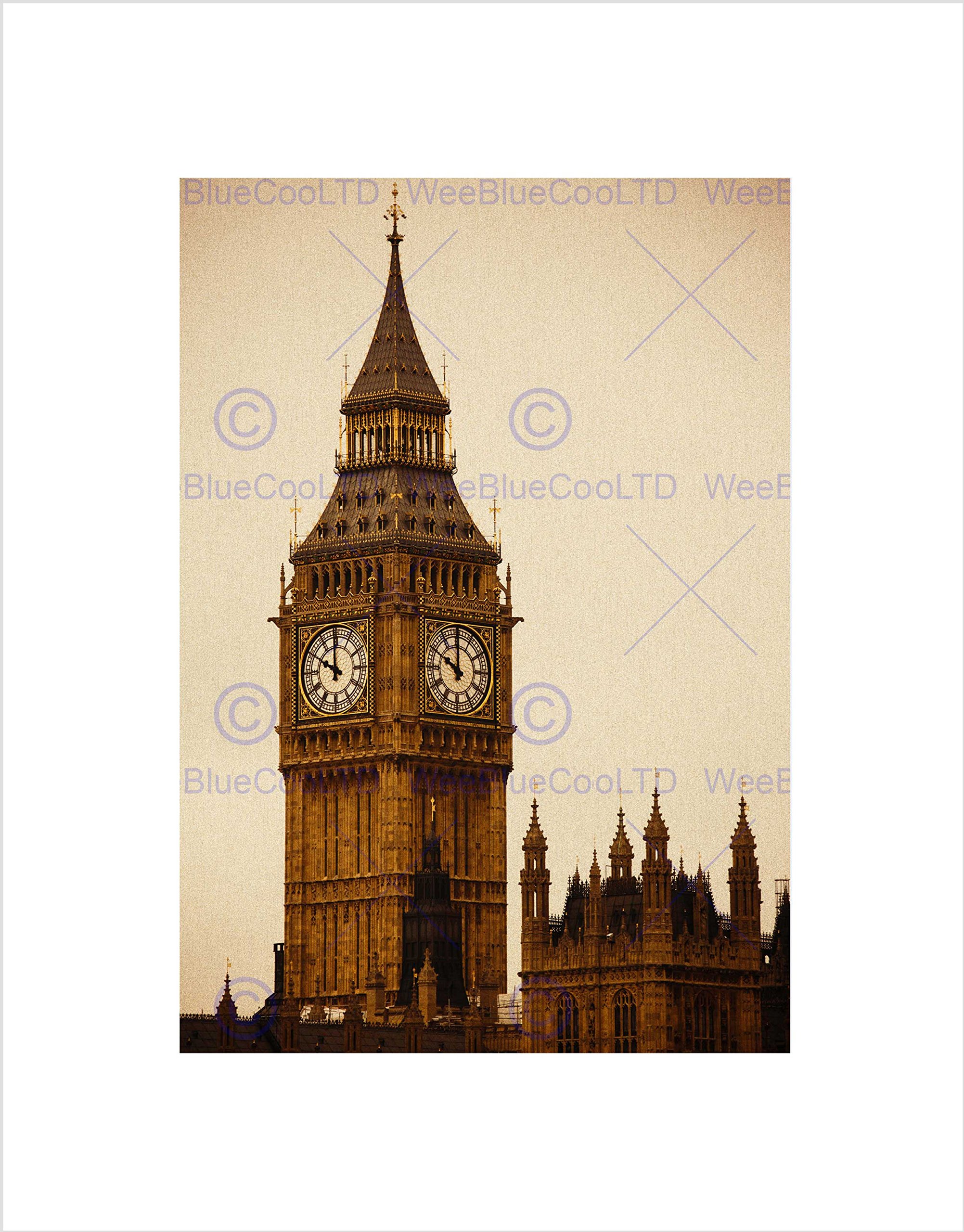 Wee Blue Coo Cultural Westminster Palace Big Ben Parliament Tower Wall Art Print