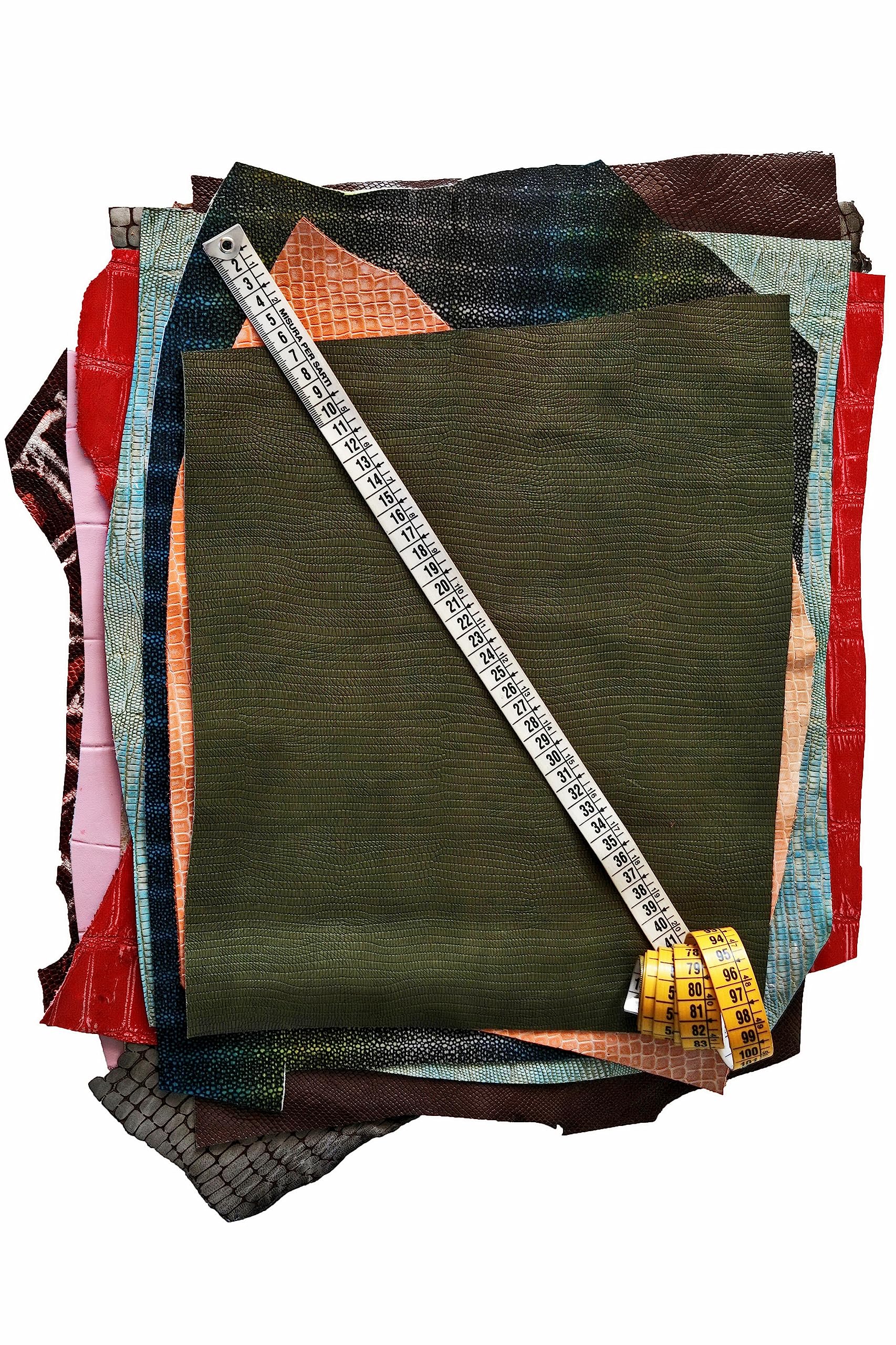 LA GARZARARA – Chutes de Cuir Python, Noix de Coco et Lézard – Minimum 25x20 cm, Maximum 40x40 cm – 1 kg – Sélection Aléatoire pour Artisanat, Couture et Créations Fait-Main – Unis et à Motifs - B098