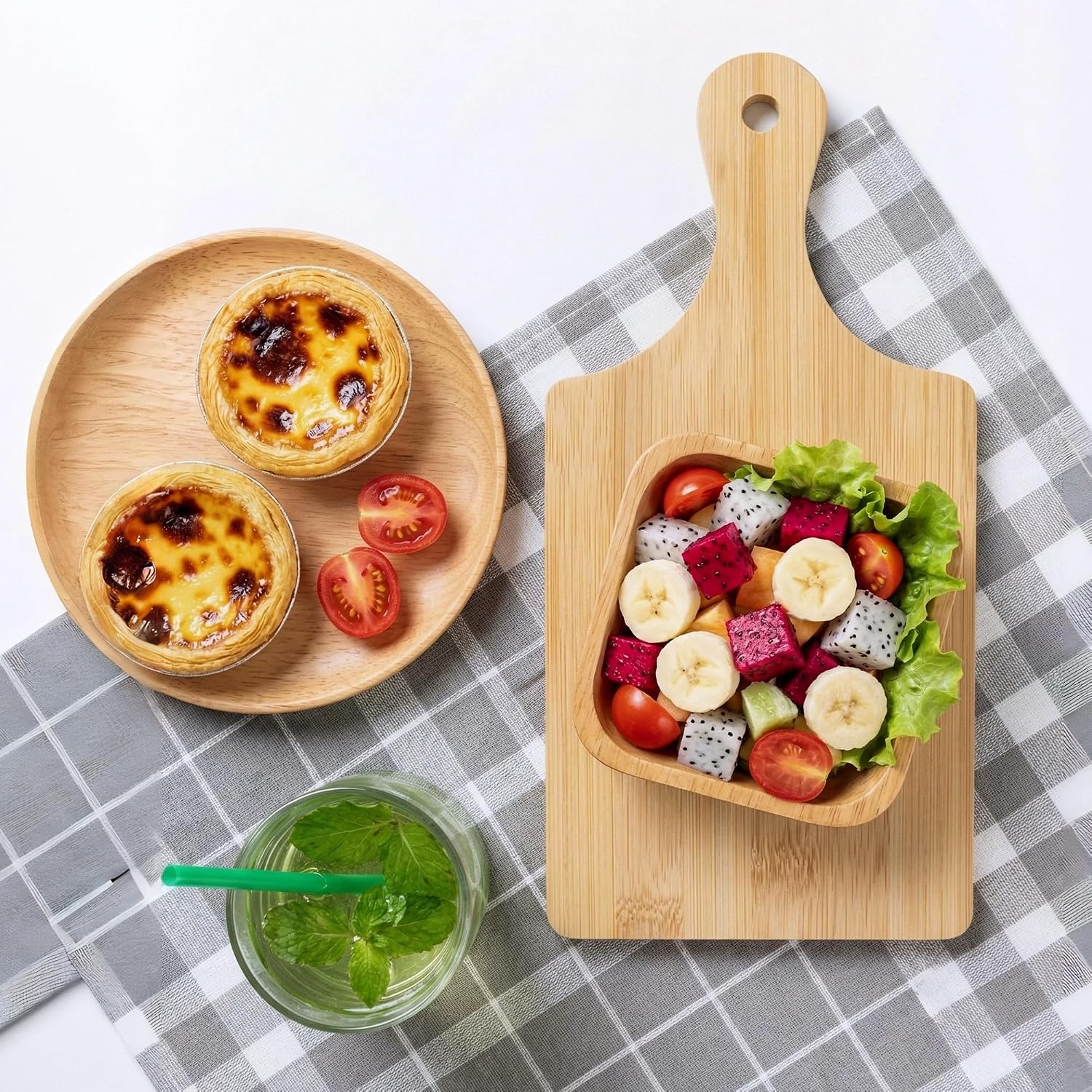 12 Pcs Mini Charcuterie Boards, 11"x5" Bamboo Cutting Board Set with Handle Kitchen Chopping Boards Bulk for Pizza, Bread, Cheese, Fruit, Housewarming Wedding Mother' Day Gift