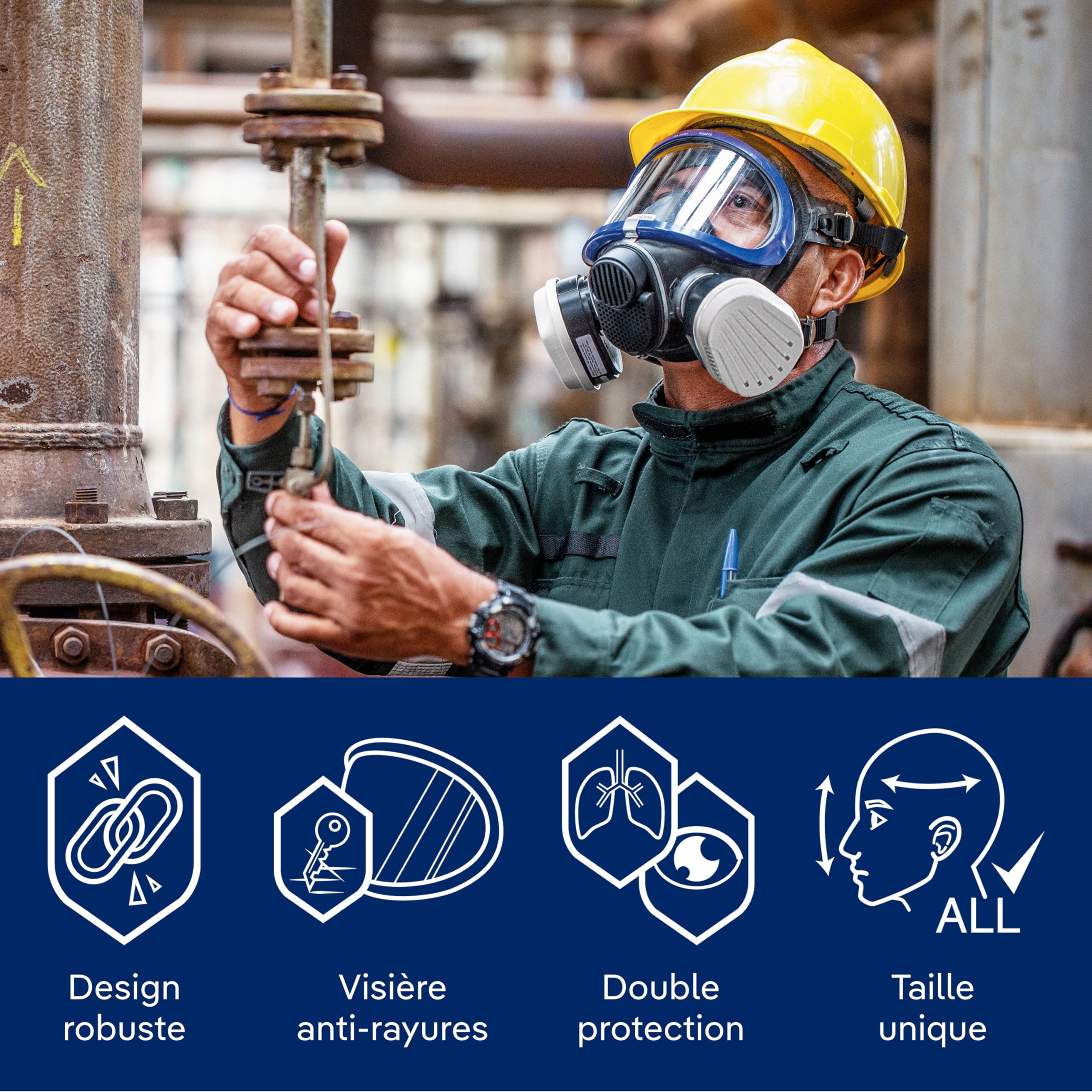 Dräger X-plore 5500 Masque de protection complet avec filtres A2 P3 remplaçables pour des travaux de peinture, bricolage ou époxy résine