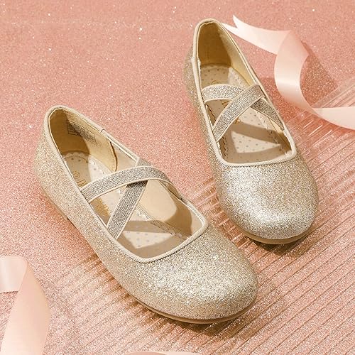 Miniatura 4 de DREAM PAIRS Zapatos de vestir tipo bailarina, de piso, para niñas Mary Jane
