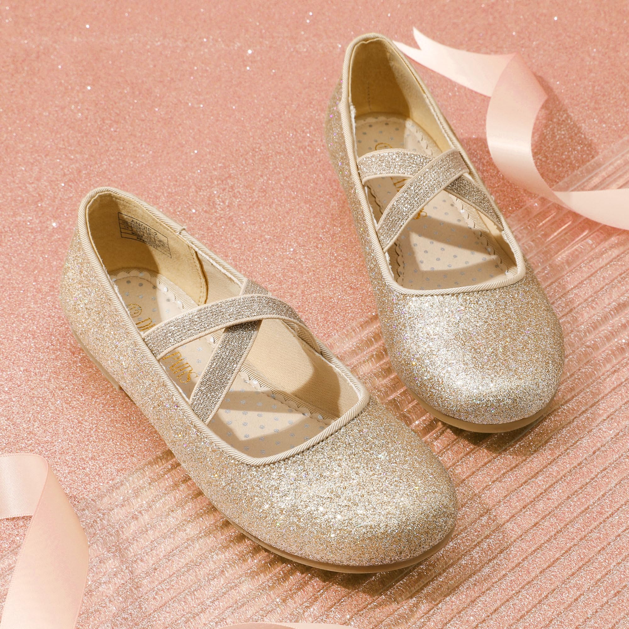DREAM PAIRS Dzieci Dziewczynki Mary Jane Strap Płaskie Buty Baleriny Księżniczka Płaskie Buty Szkolne Płaskie Kołnierz