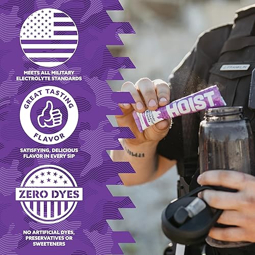 Miniatura 3 de HOIST Mezcla de bebidas electrolíticas en polvo  Rehidratación rápida, fórmula de hidratación militar  Uva (12 paquetes de una sola porción)