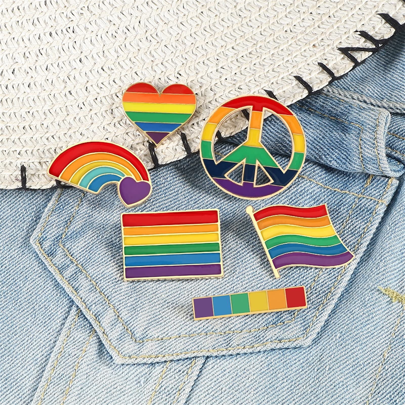 Brosche Cartoon Regenbogen Pride Pins Flagge Herz Emaille Bunter kreativer Schmuck