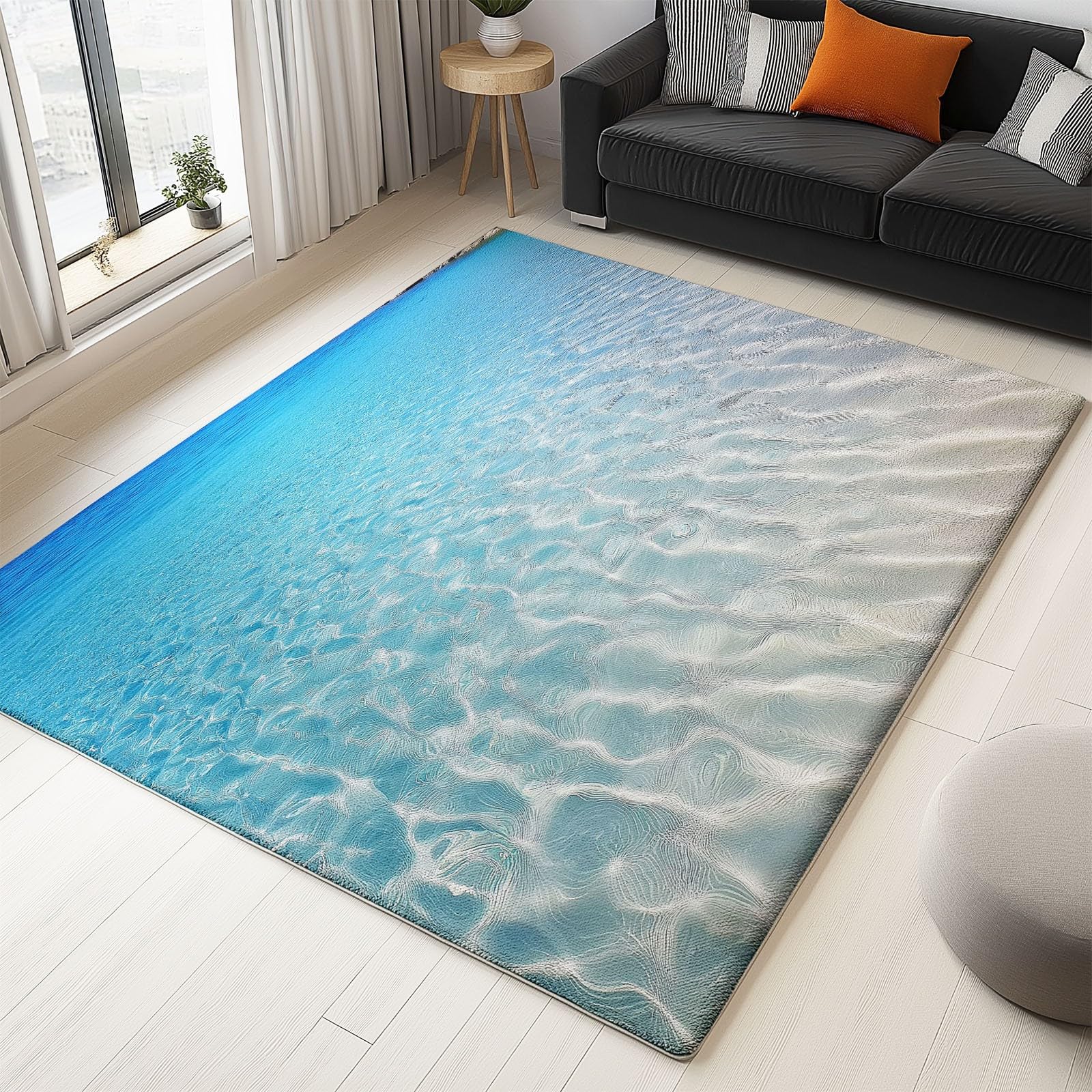 Générique Tapis 140 x 200 cm Facile d'entretien intérieur Plage Moderne Tapis, Moelleux antidérapant Vagues Sable pour Salon Chambre bébé pépinière dortoir
