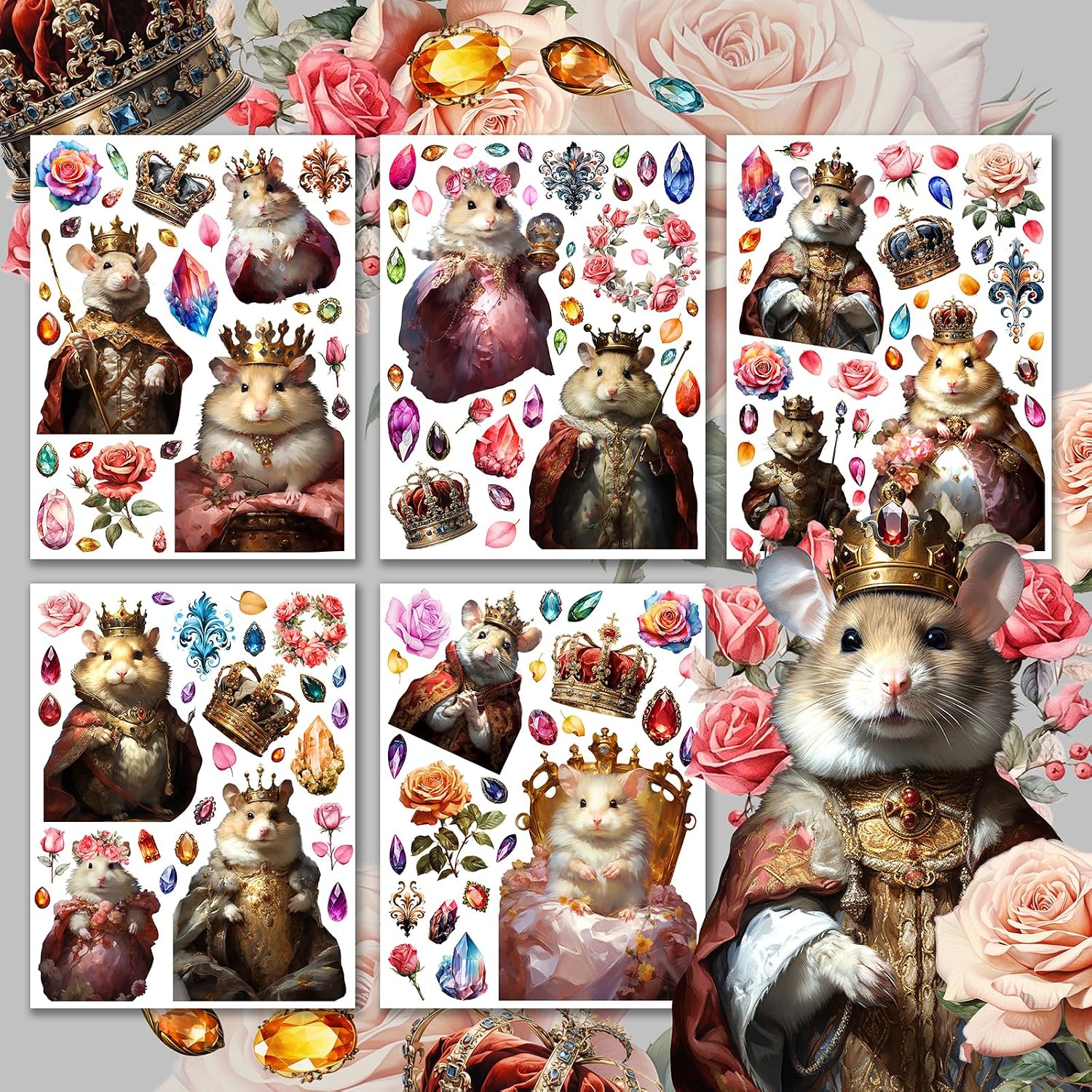 Decoupage Paper Pack (15 Sheets 8"x11") Royal Hamster HANATABA Vintage Styled Ephemera Pictures for Decoupage Craft and Scrapbooking